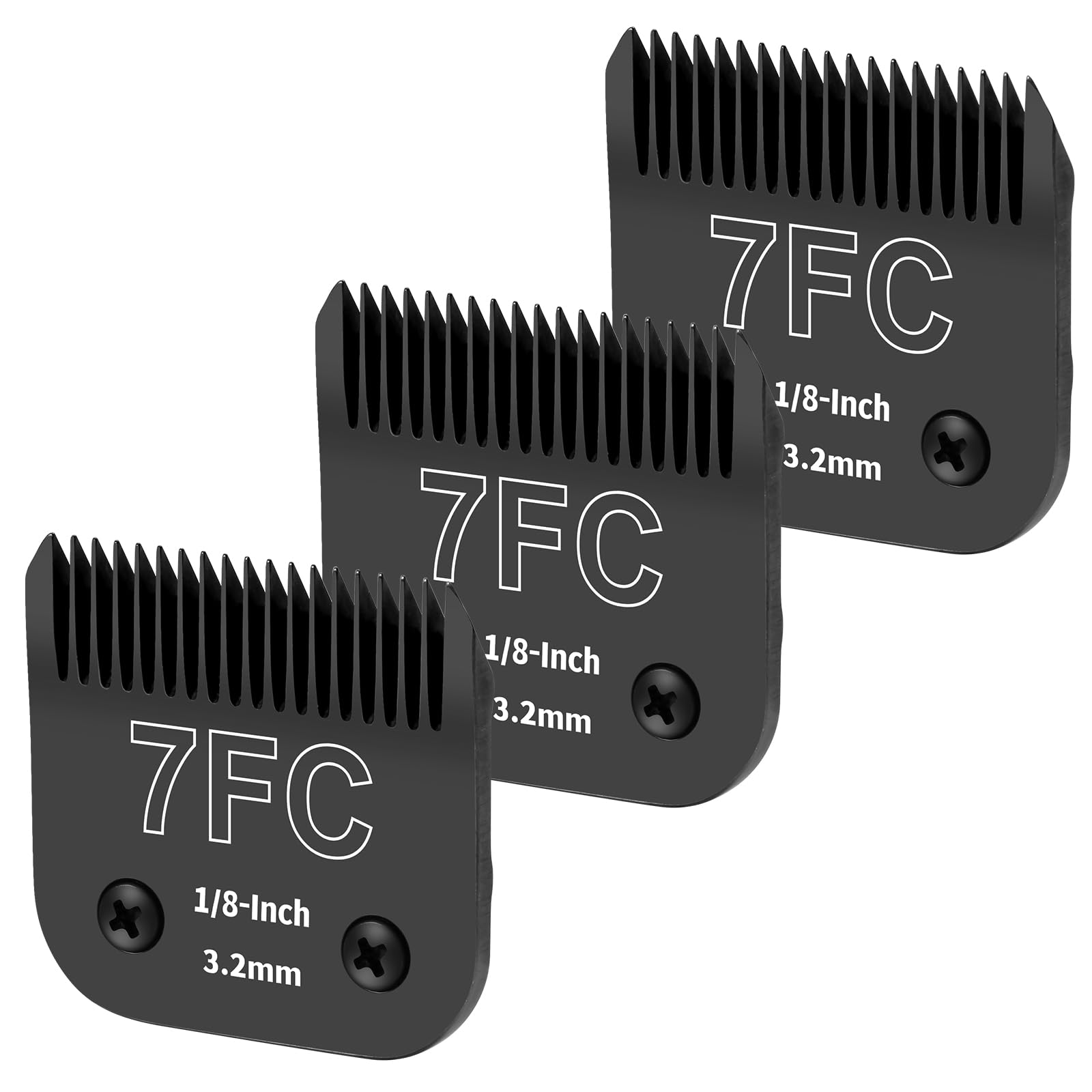 Yaziyir 3 Pack 7Fc Detachable Dog Grooming Steel Blades,Compatible With Andis,Oster A5,Wahl Km-10 Series,Cut Length 1/8'' 3.2Mm 