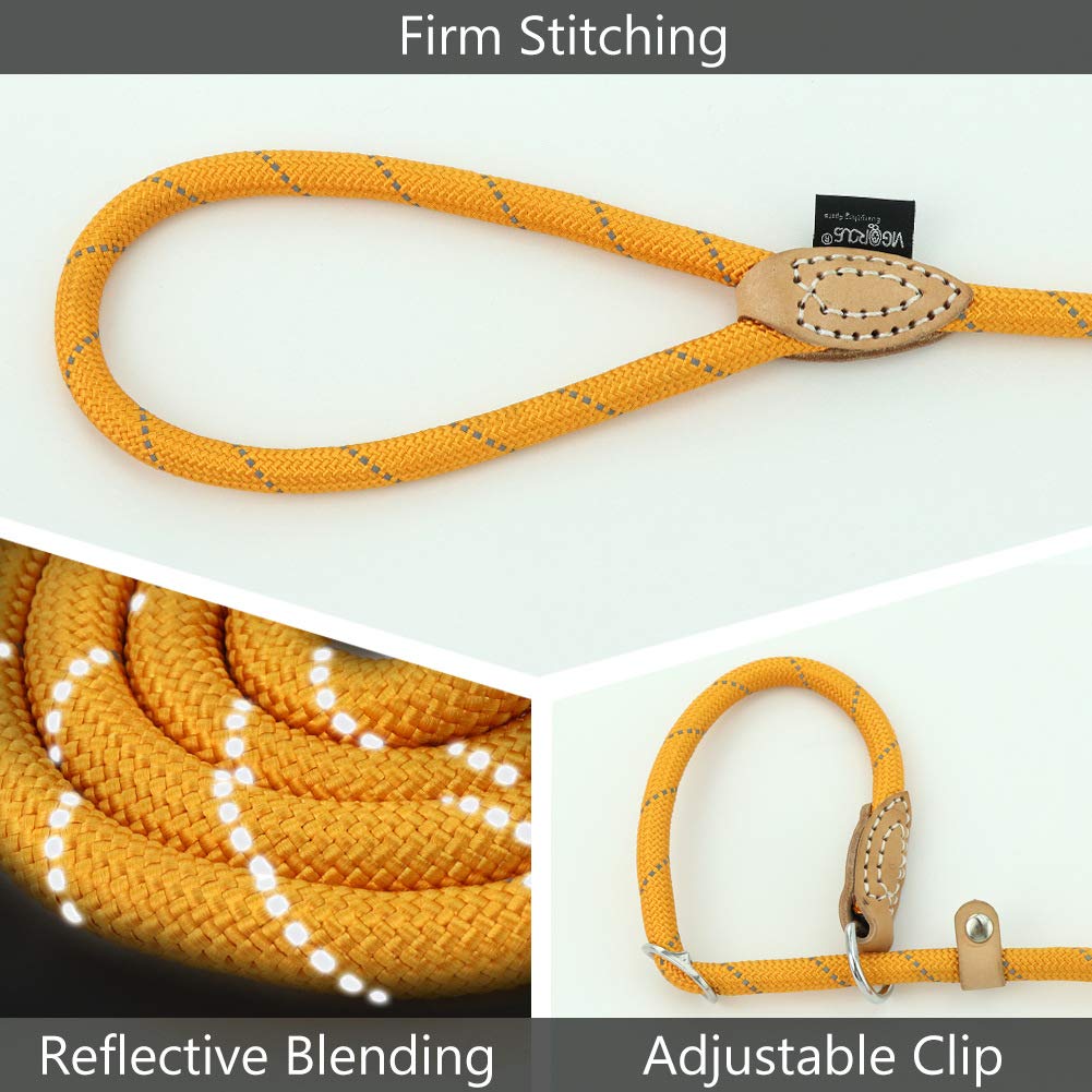 Grand Line Slip Lead Dog Leash, 5Ft Reflective Slip Rope, Puppy Training Walking Controlling Lead, Slip Collar Pet Leash For Small, Medium, Large Dogs (Orange, Medium-2/5In X 5Ft)