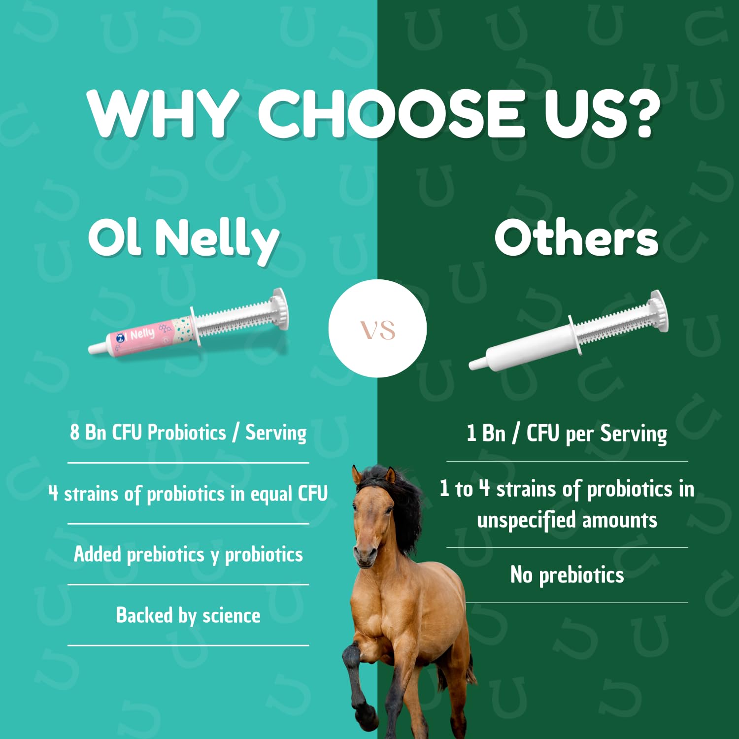 Ol Nelly Horse Probiotics, Horse Paste Pre and Probiotics +Vitamins &Minerals- 4 Strains and 8 Billion CFU Serving- Immune and G
