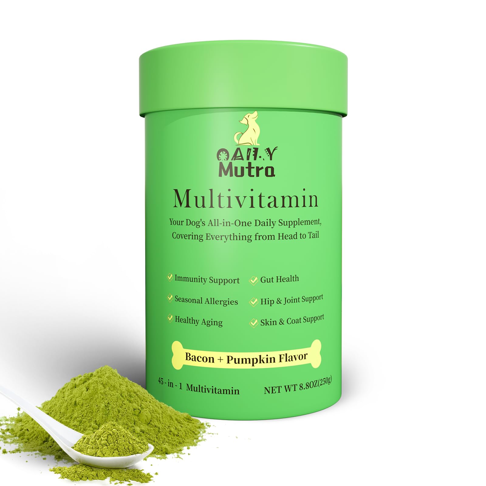 Dog Multivitamin Powder with Chondroitin, Omega 3 & Probiotics - 45-in-1 Daily Vitamins and Supplements for Dogs to Support Join