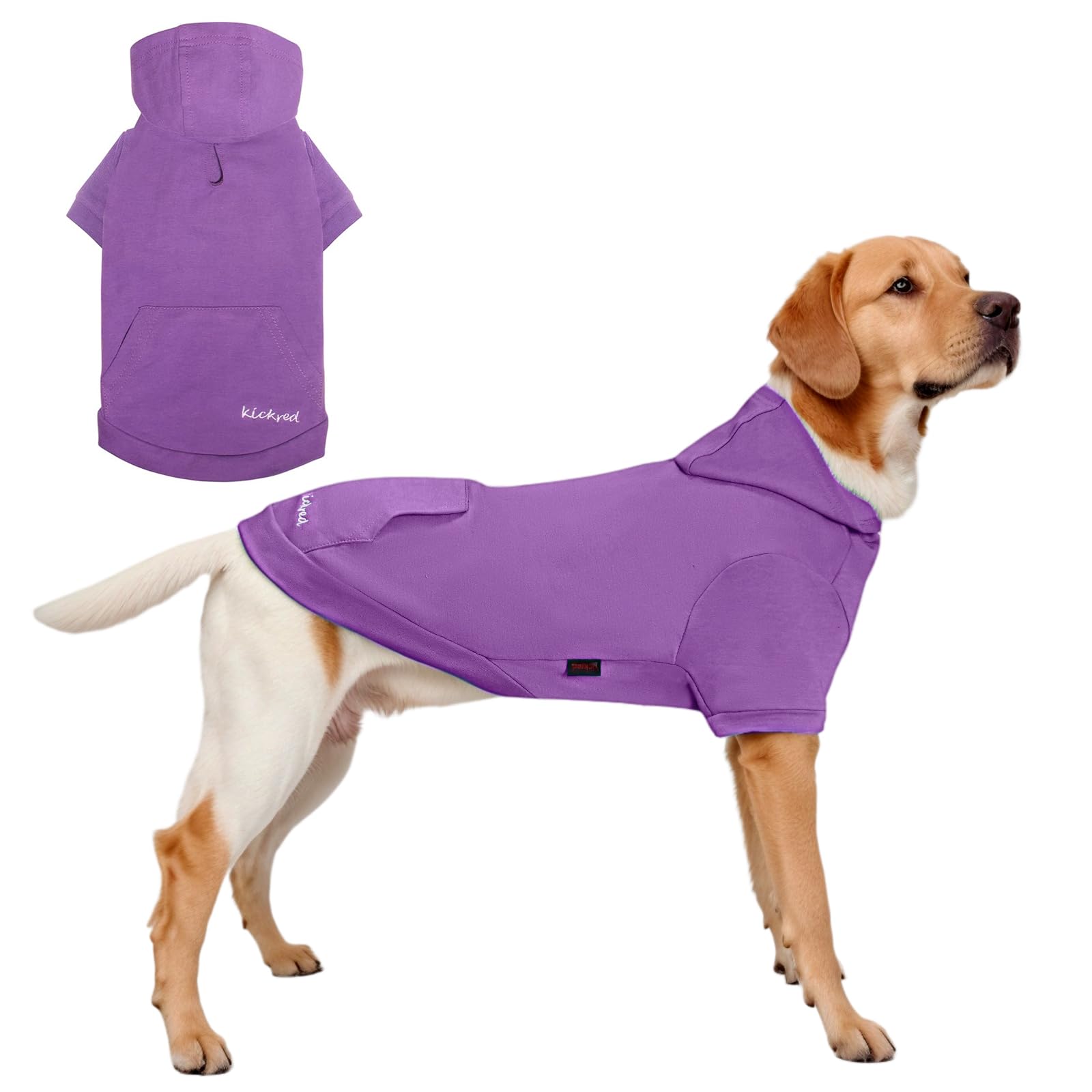 Kickred Basic Dog Hoodie Sweatshirts, Pet Clothes Hoodies Sweater With Hat And Leash Hole, Soft Cotton Outfit Coat For Large Medium Small Dogs, M
