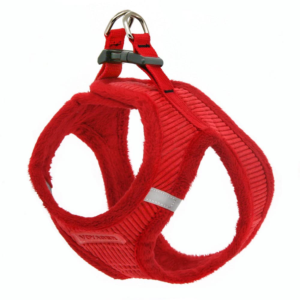Voyager Step-In Plush Dog Harness - Soft Plush, Step In Vest Harness For Small And Medium Dogs By Best Pet Supplies - Red Corduroy, L (Chest: 18 - 20.5')