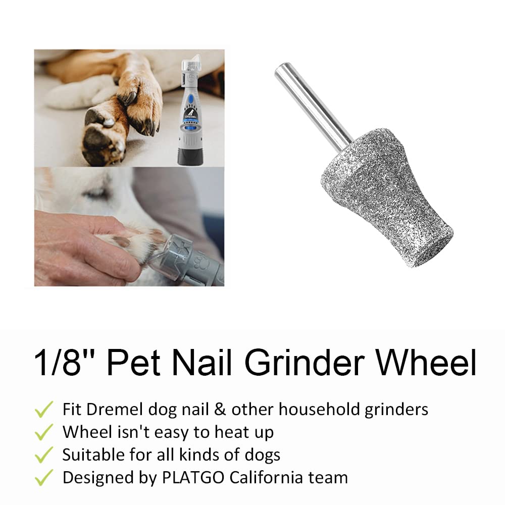 Platgo Diamond Dog Grinder For Dremel, Nail Drill Bits For Dogs & Pets Care, 1/8'' Dremel Tool