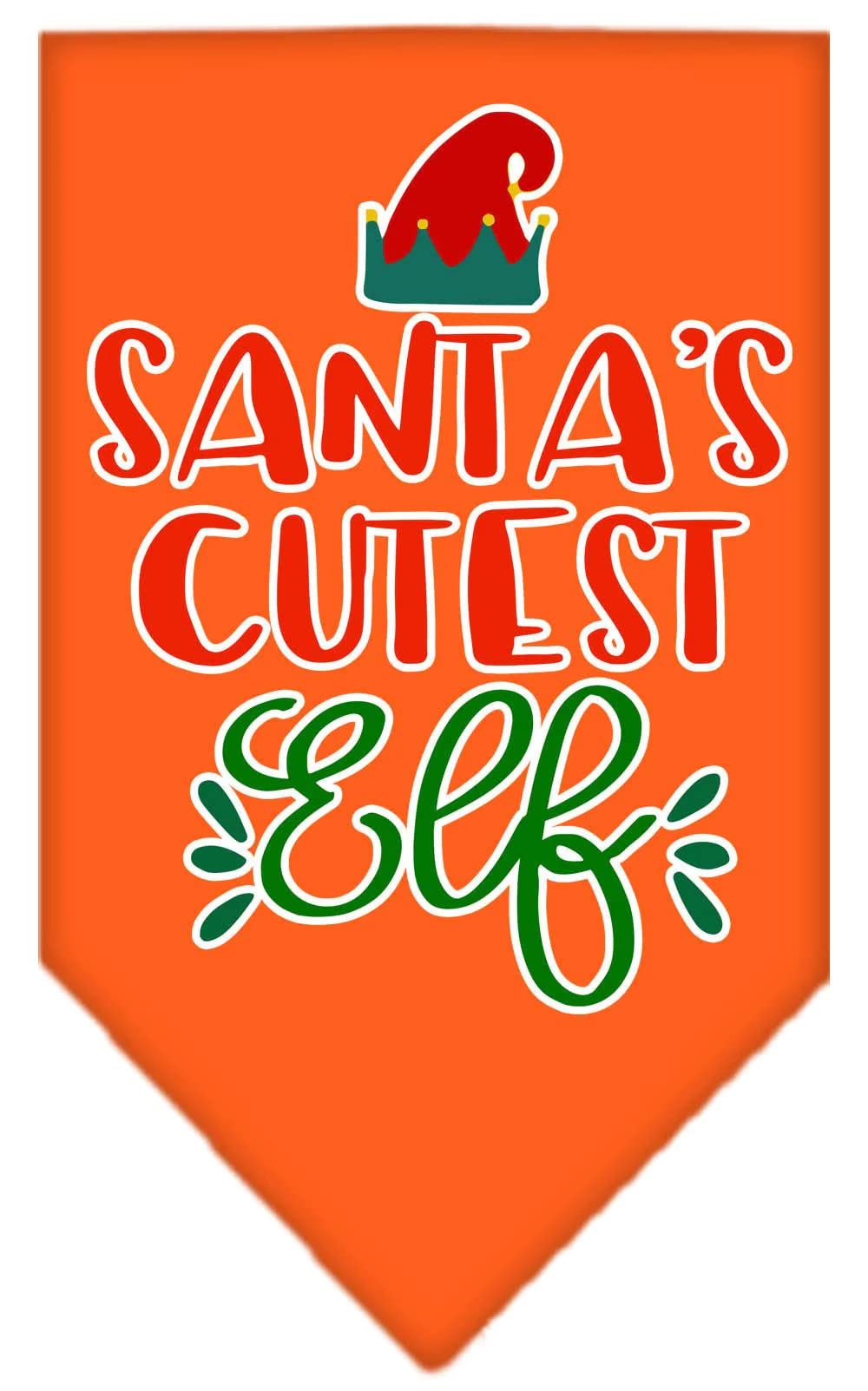 Christmas Pet and Dog Bandana Screen Printed, "Santa's Cutest Elf" Navy Blue Large
