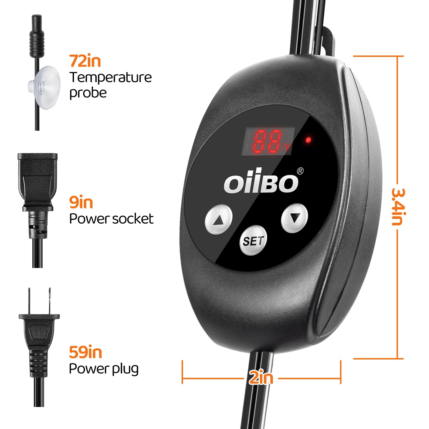 Oiibo Reptile Dimming Thermostat Heat Lamp Temperature Controller, Light Bulb Thermostat With Memory Function, Thermostat For Se