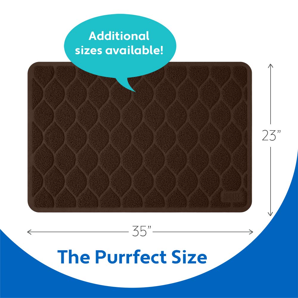 Mighty Monkey Waterproof Bpa Free Cat Litter Box Trapping Mat, Easy Clean Floors, Textured Baking, Soft On Sensitive Kitty Paws, Cats Accessories, Less Waste, Stays In Place, 35X23, Chocolate