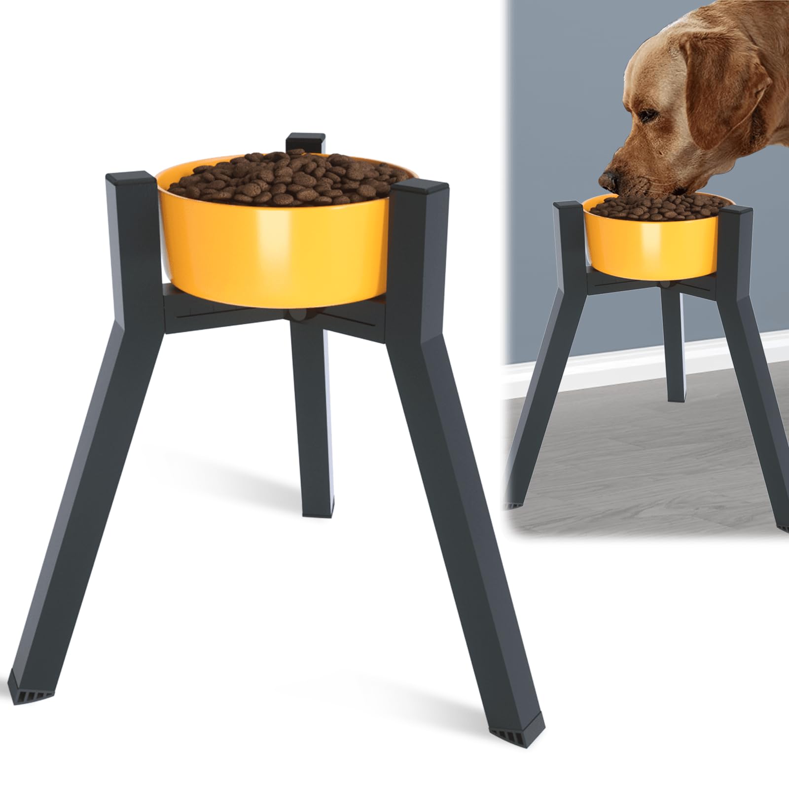 SHAINFUN Metal Raised Dog Bowl Stand for Extra Large & Large Dogs, Adjustable Width for 7-10.6 Bowls, Single Tall Elevated Holde