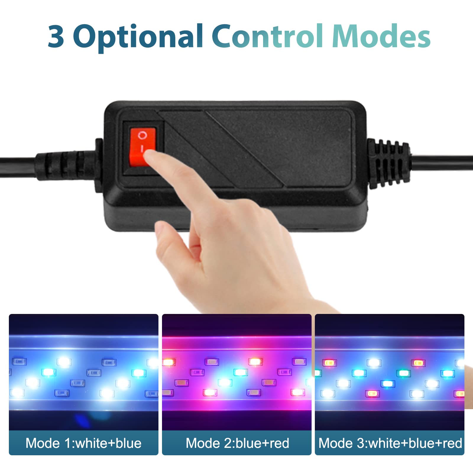 Oltraman Led Aquarium Light Full Spectrum Fish Tank Lights 7' 8' 10' 12' 8W Multi-Color Freshwater Saltwater Plant Lamp White Blue Red Leds