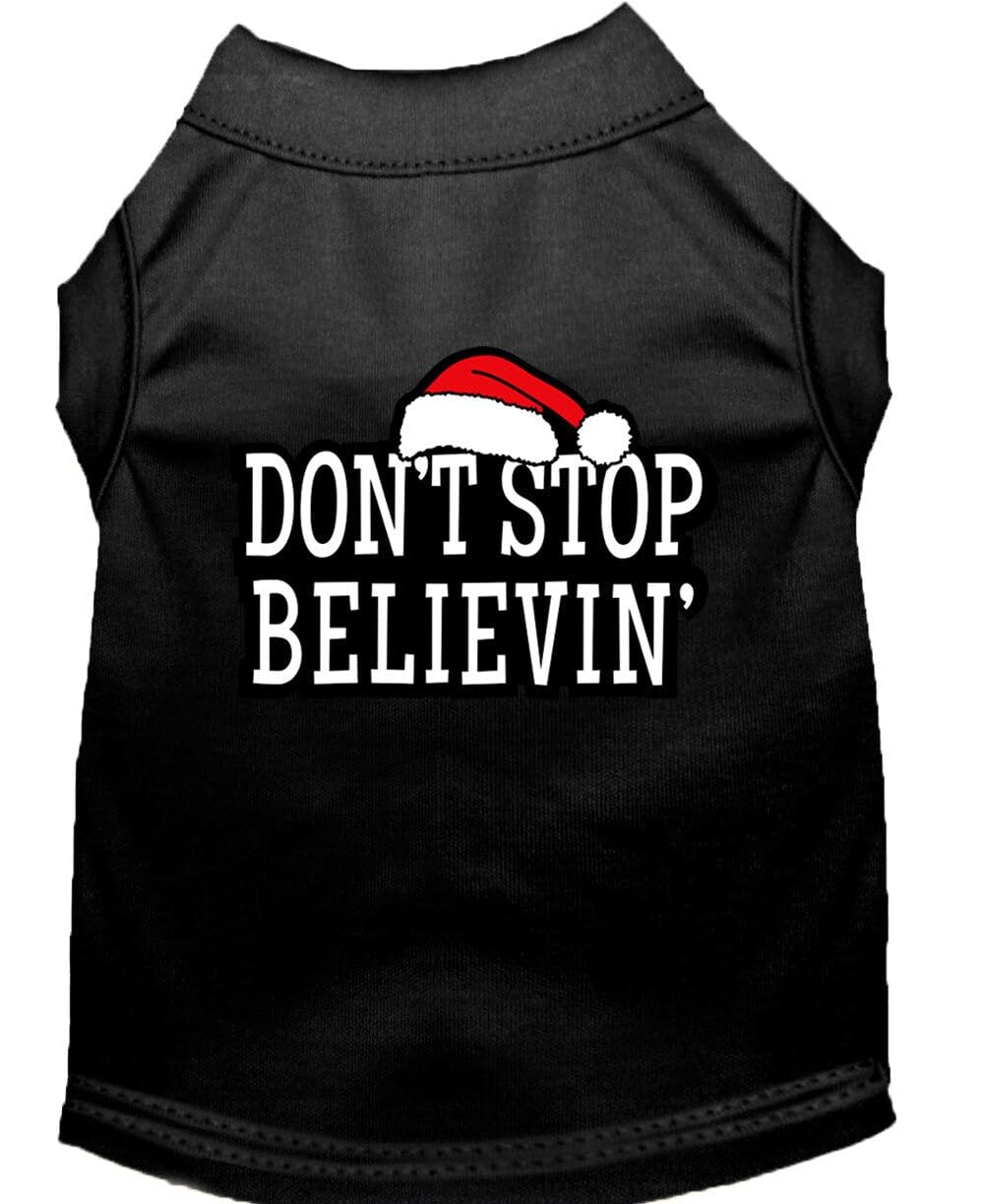 Mirage Pet Products 8-Inch Don't Stop Believin' Screenprint Shirts for Pets, X-Small, Black