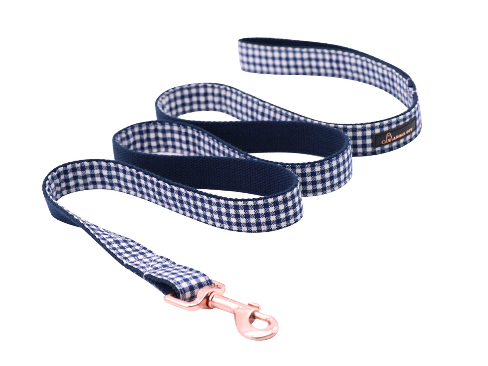 ARING PET Dog Leash, Navy Plaid Cotton Webbing Strong Handmade Walking Leashes for Small Medium Large Dogs-M