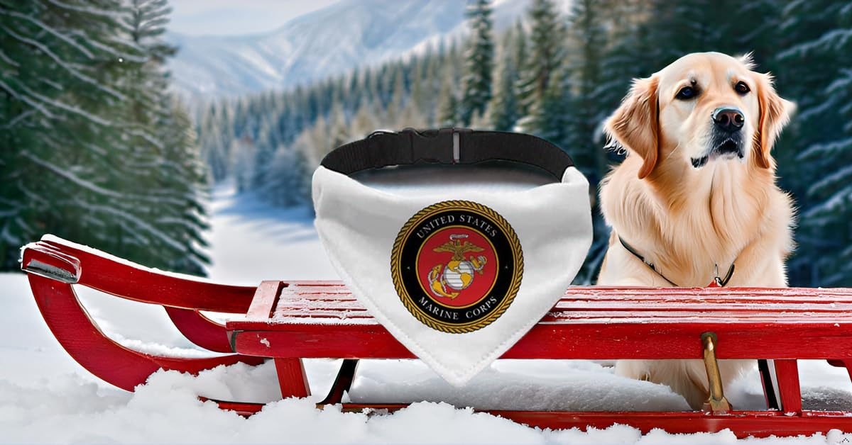 Marine Corps Pet Bandana Collar - Military Scarf Collar - Usa Dog Bandana (L)