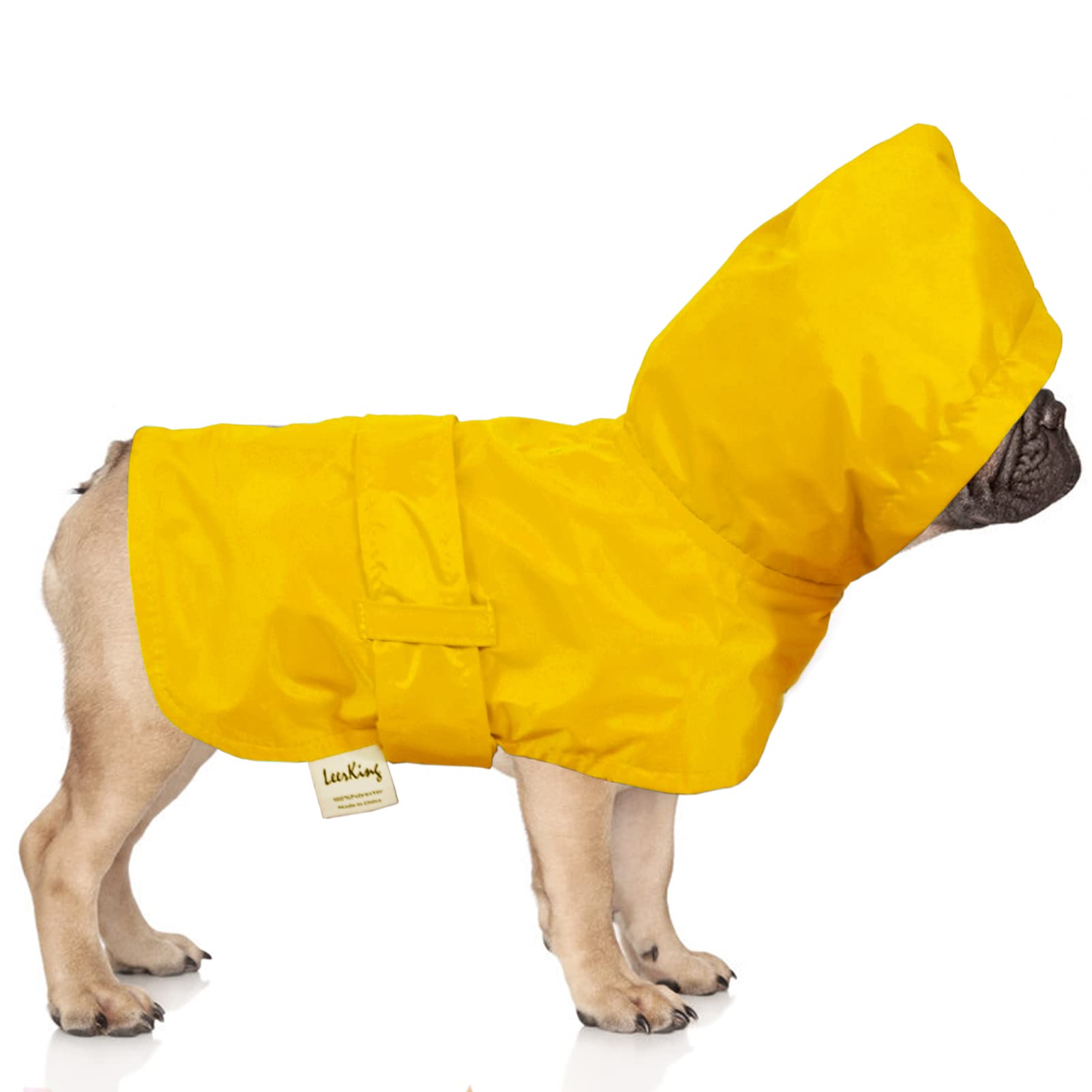 LeerKing Raincoat for Dogs - Hooded with Leash Hole, Waterproof Double Layer Coat Jacket with Lining, 10 Sizes for Small Medium and Large Dogs,Yellow,XL -Like New