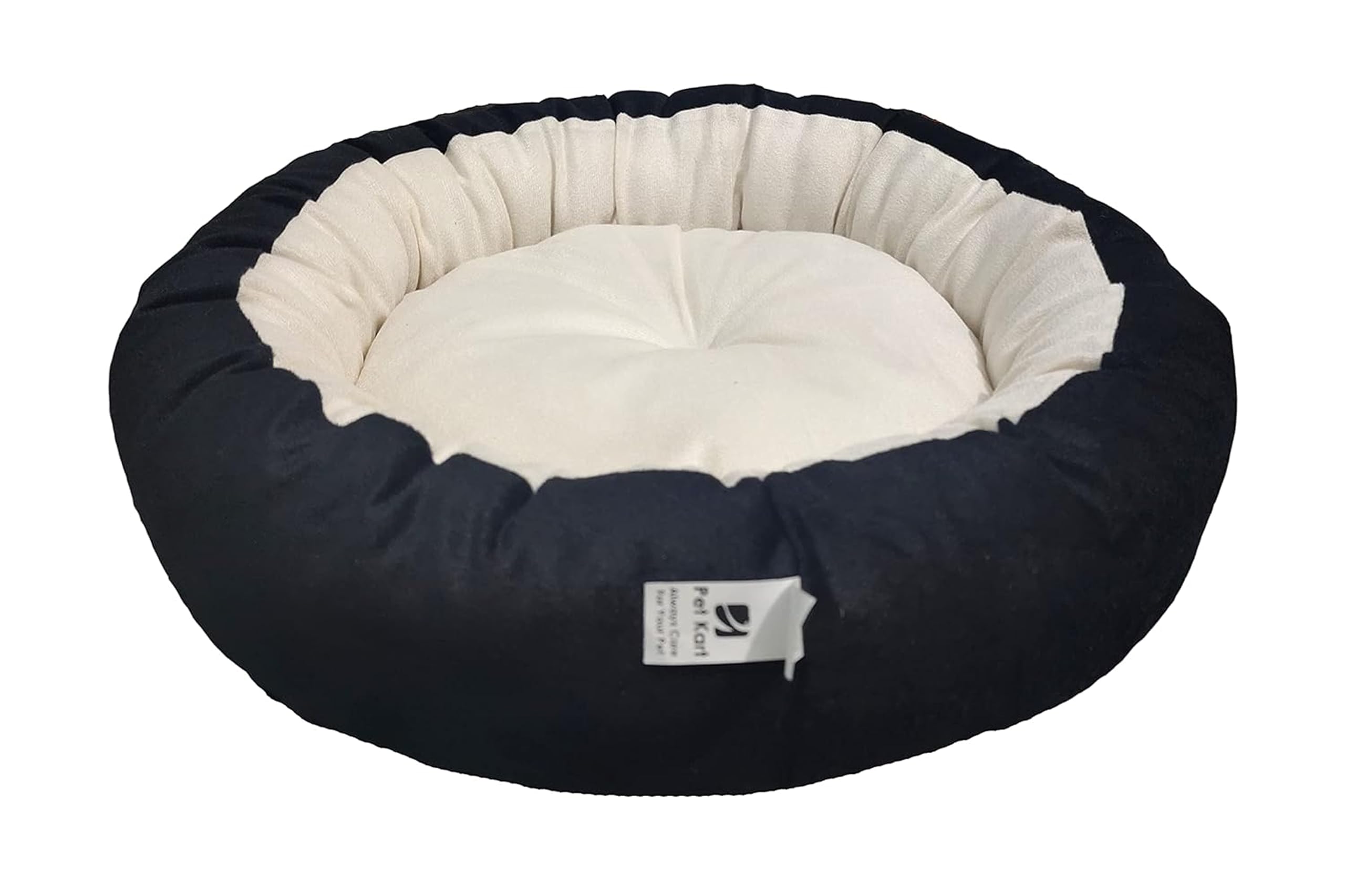 Furry Land Small Size Dog Bed for Small Size Dogs, Puppies, Kitten and cat Bed Velvet Fabric Dual Color BlackCream Anti Skid Bo