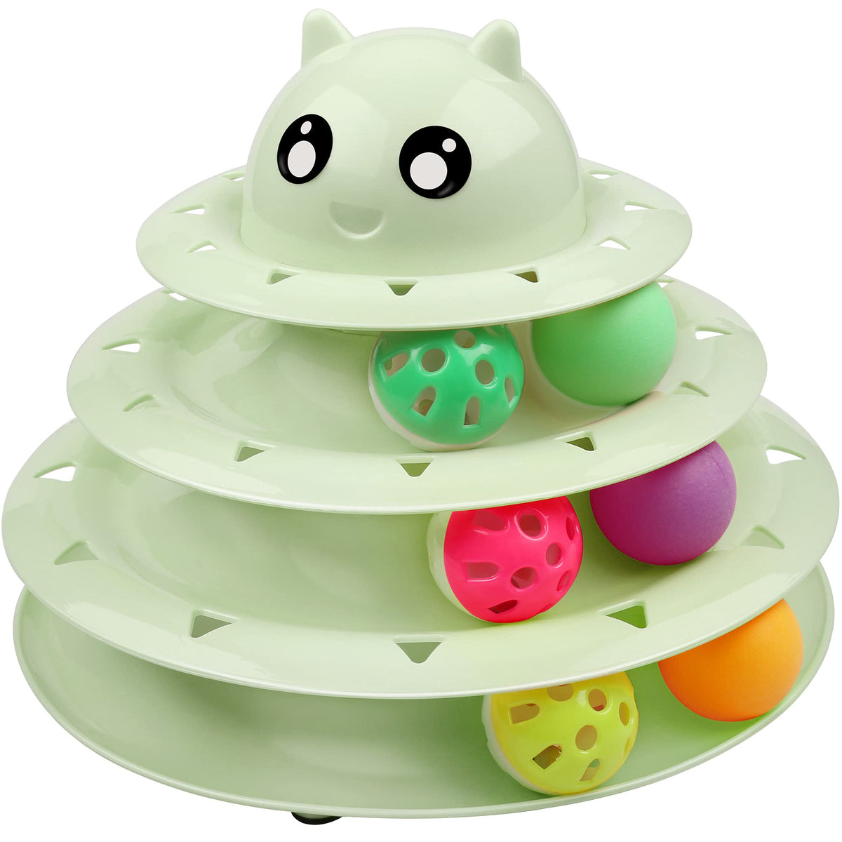 Upsky Cat Toy Roller 3-Level Turntable Cat Toy Balls With Six Colorful Balls Interactive Kitten Fun Mental Physical Exercise Puz