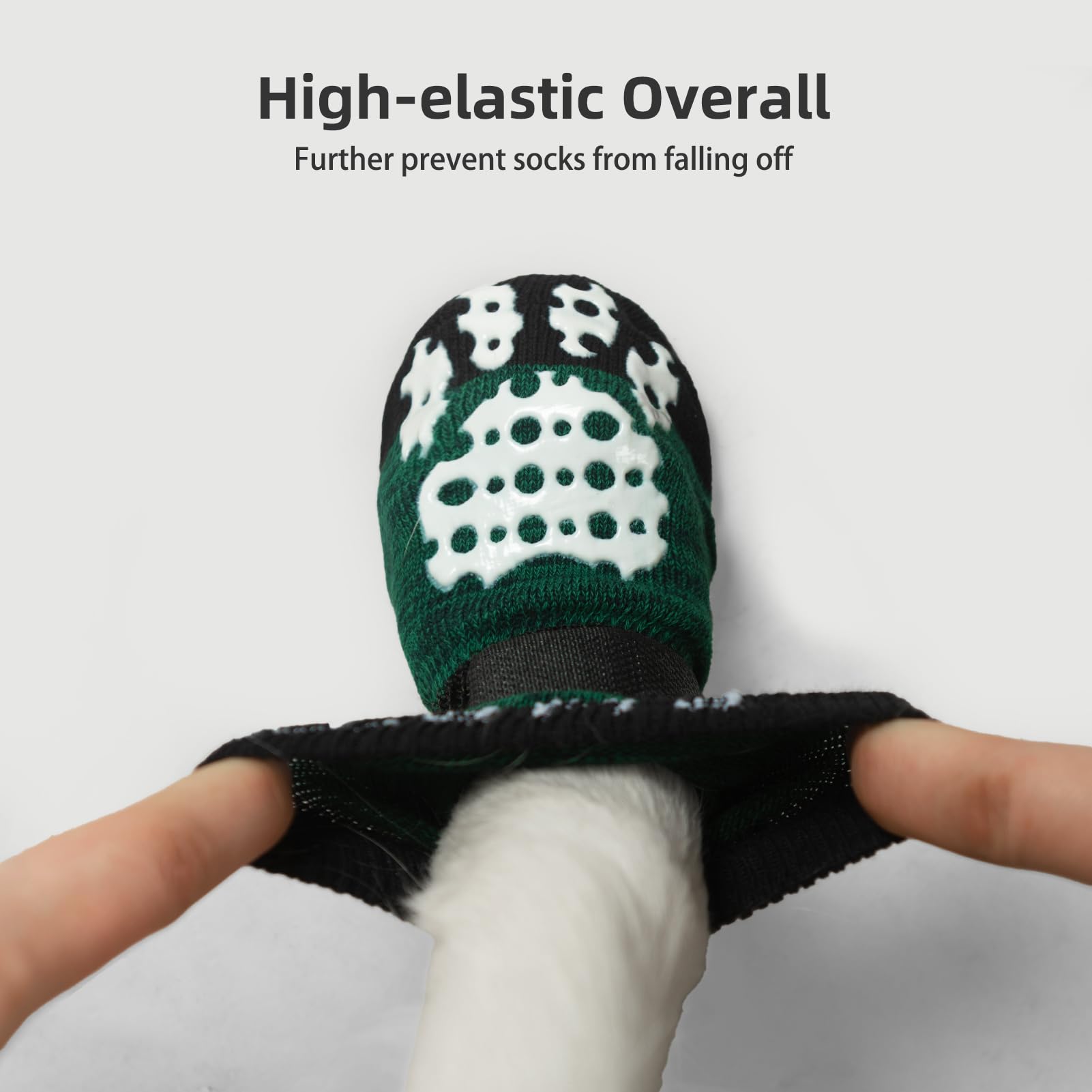 Pupteck Anti-Slip Dog Socks With Double Sides Grips For Small Medium Large Dogs Hardwood Floors Prevents Licking, Dog Shoes For Hot Pavement Traction Control For Senior Dogs, Dark Green, M