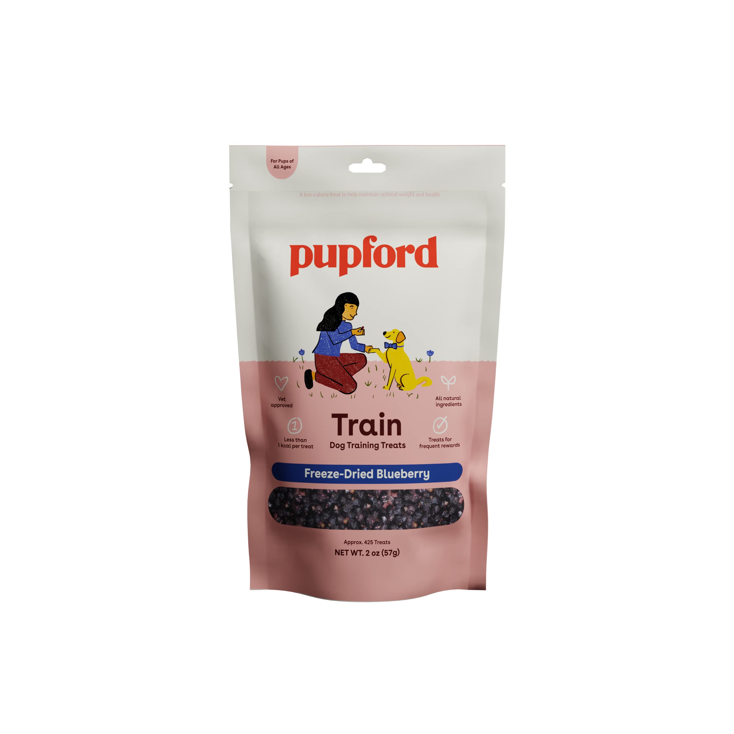 Pupford Freeze Dried Training Treats for Dogs & Puppies, 425+ One Ingredient Bites (Blueberry, 2 oz)