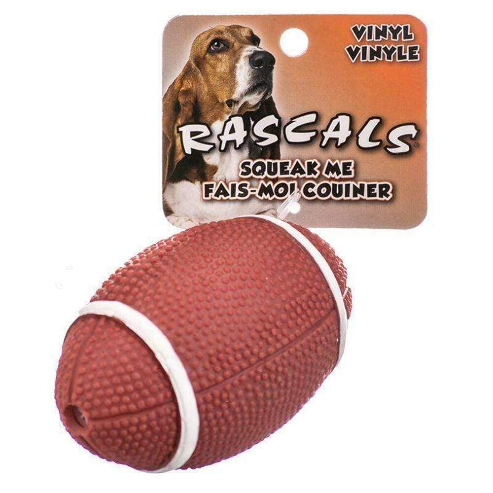 Rascals Vinyl Football Dog Toy, 4 Inch, With In-Line Squeaker