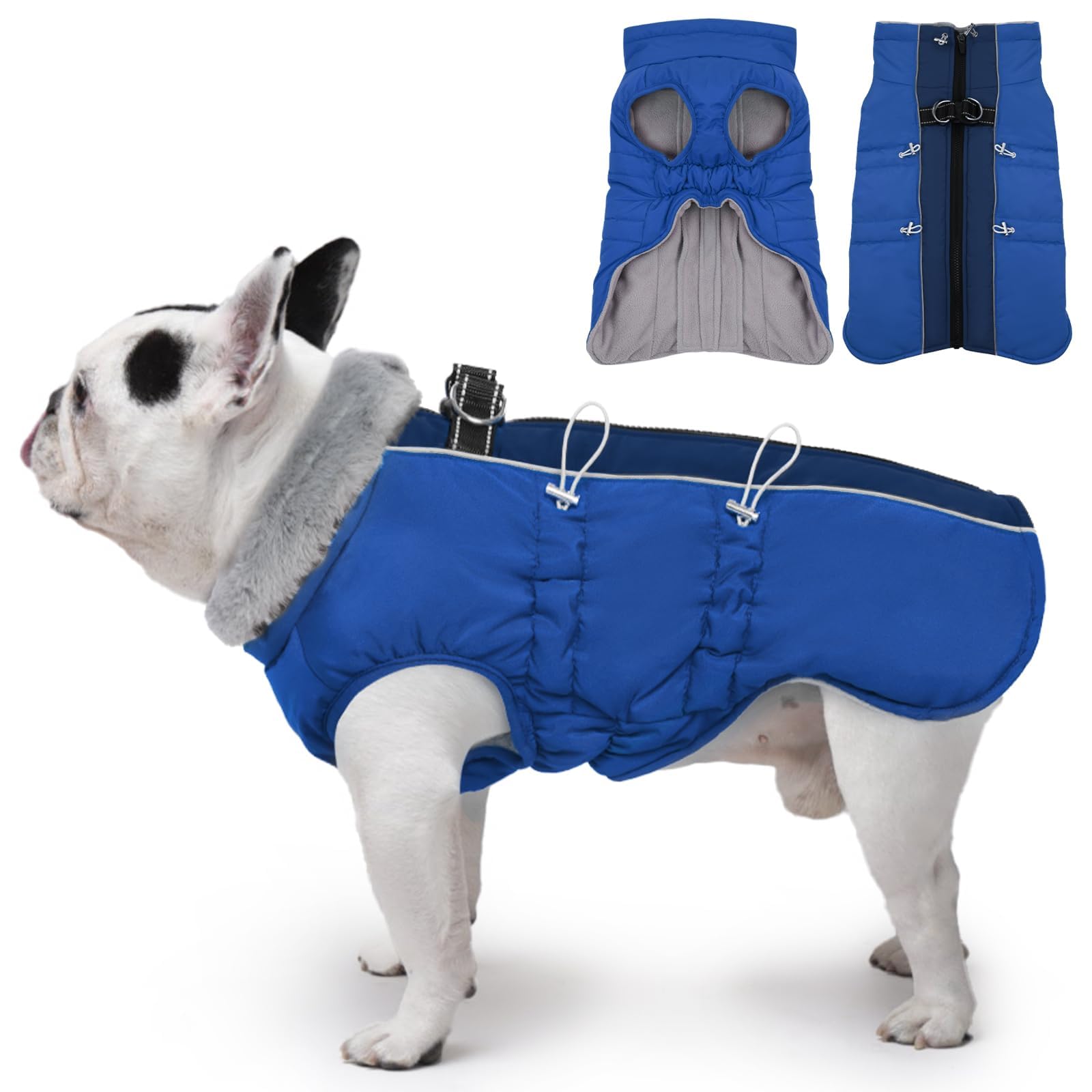 IKIPUKO Dog Coat for Large Dogs, Dog Winter Jacket-X Large Warm Zip Up Snowsuit Dog Harness Vest Reflective Water-Resistant Dog 