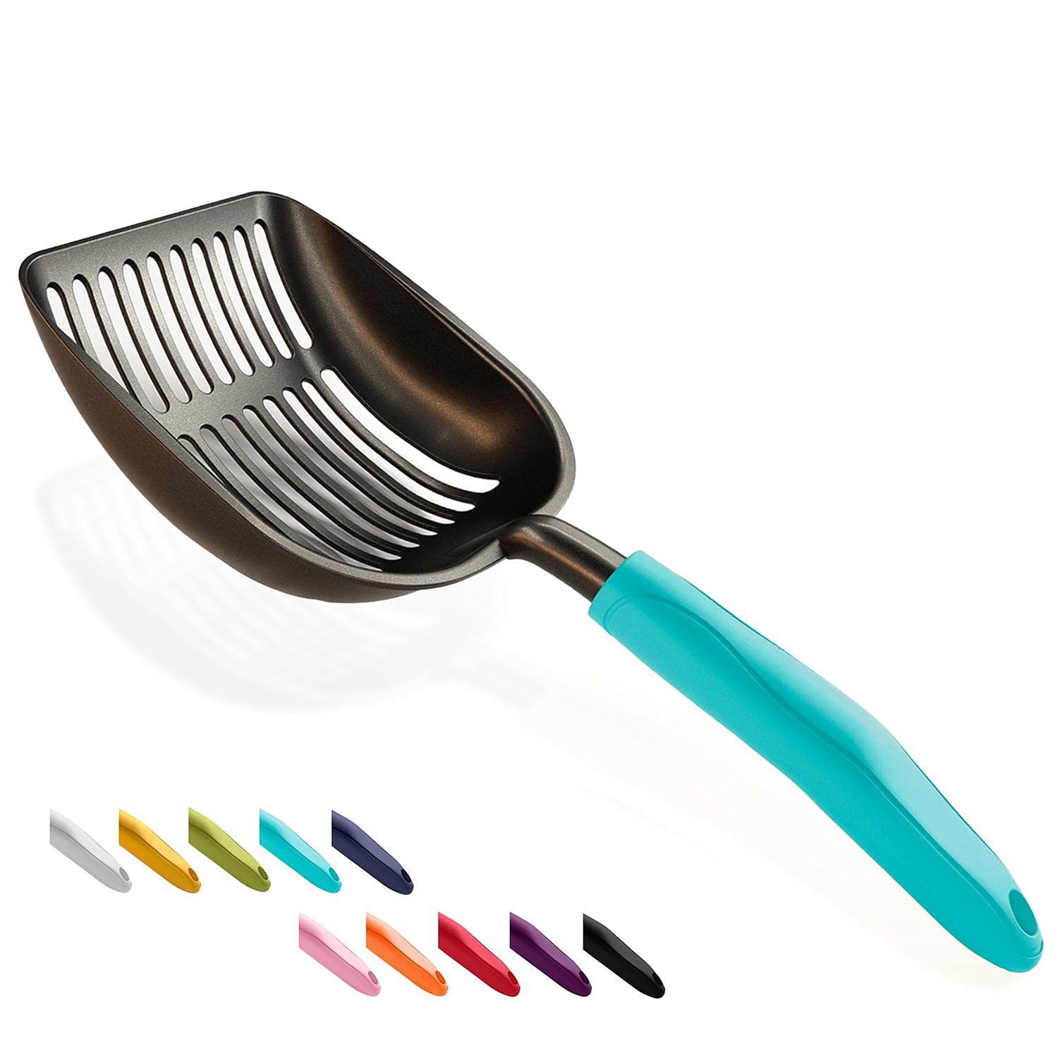 Wepet Cat Litter Scoop, Non-Stick Plated Aluminum Alloy Sifter, Kitty Durable Metal Scooper, Deep Shovel, Long Handle, Kitten Po