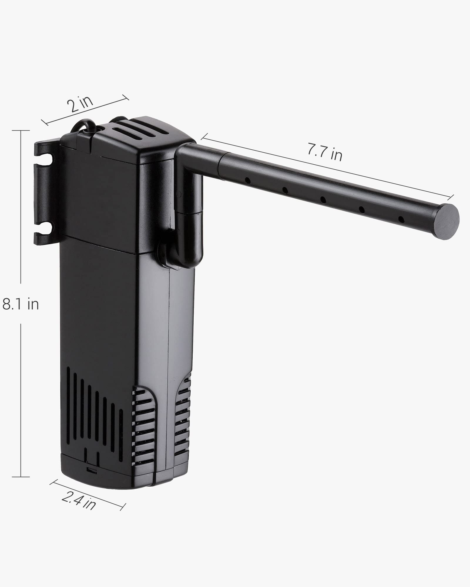 Nicrew Aquarium Internal Filter, Submersible Power Filter With Multiple Function, Aeration System With Sponge Filter For Fish Tanks 20-40 Gallon, 185 Gph, 10W