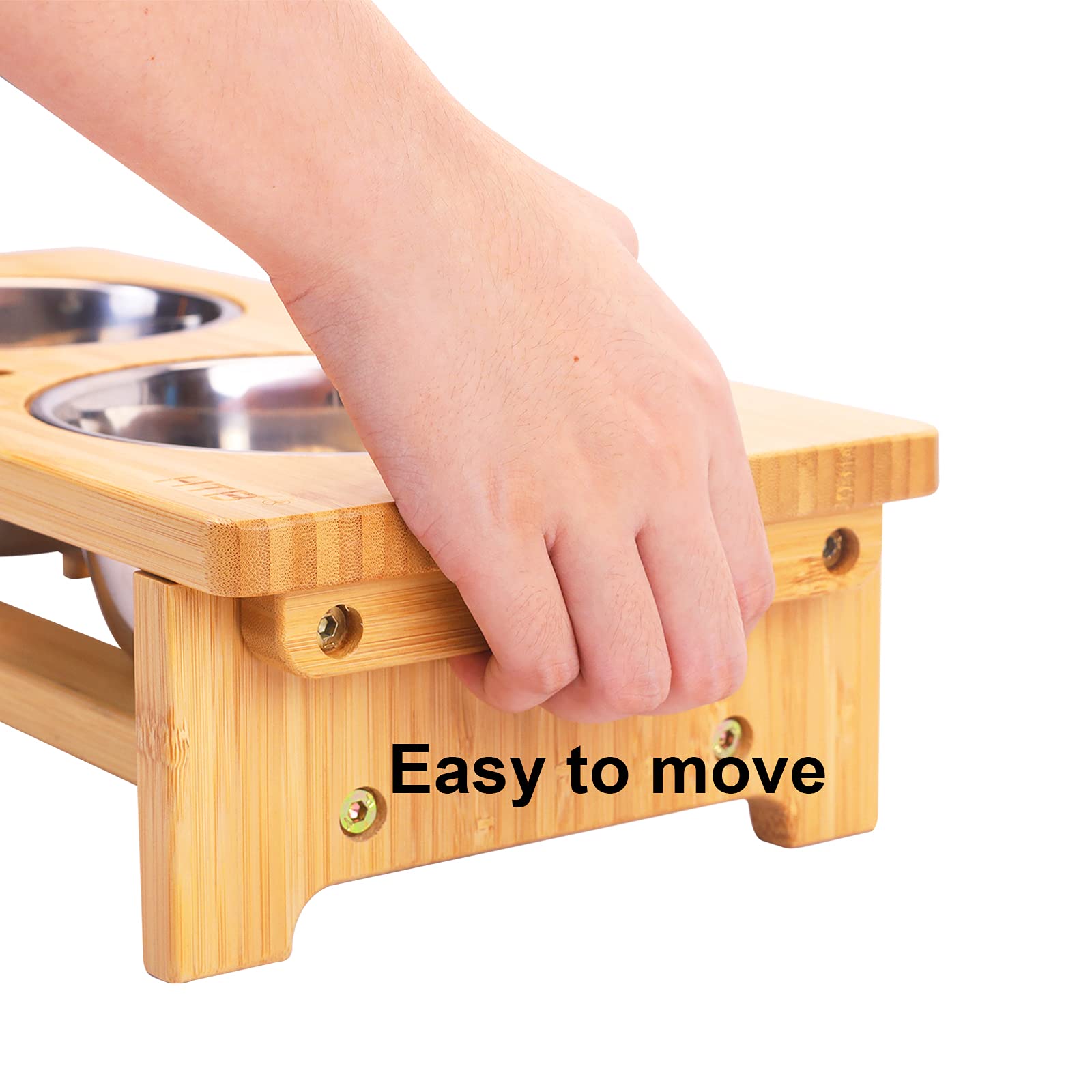 HTB Elevated Dog Bowls,Raised Dog Bowl Stand with 2 Stainless Steel Bowls,Elevated Raised Dog Bowls for Large Medium Small Sized