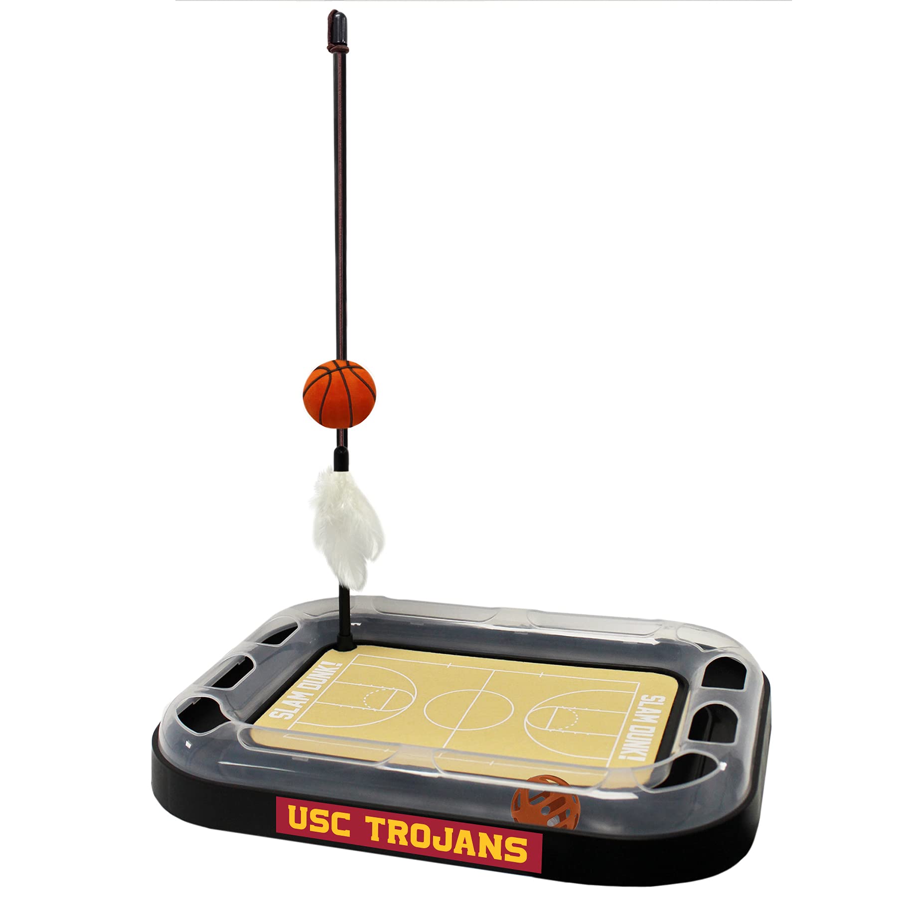 Cats Scratcher Ncaa Usc Trojans Basketball Court Cat Scratcher Toy With Catnip Filled Plush Basketball Toy & Feather Cat Toy Han