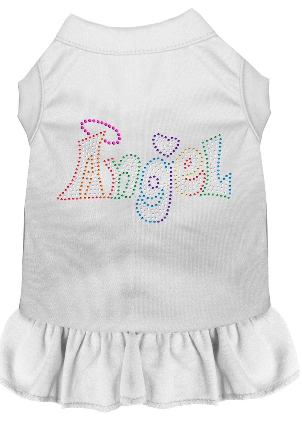 Rhinestone Pet Dog & Cat Dress Rhinestone, &quot;Technicolor Angel&quot; White XS (0-3 lbs.)