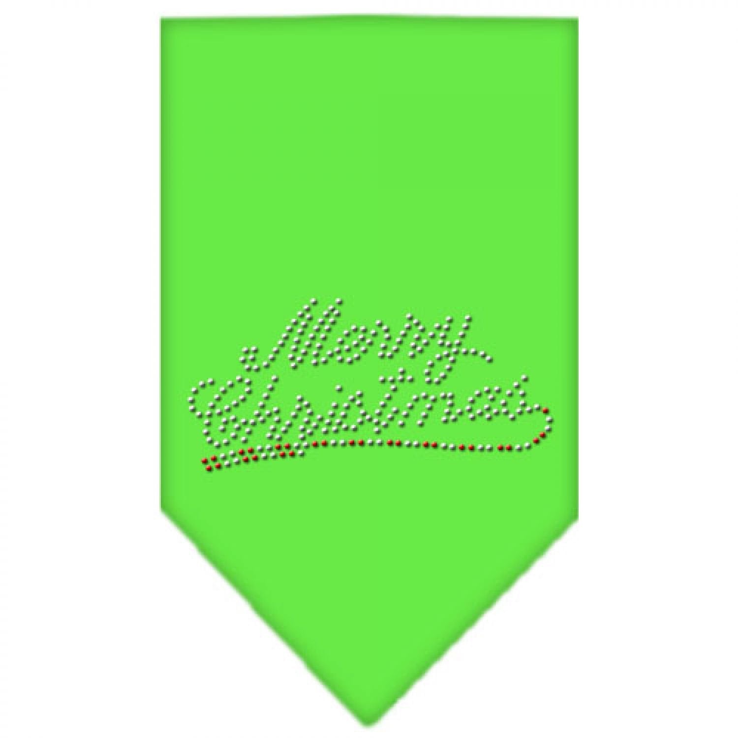 Mirage Pet Products Merry Christmas Rhinestone Bandana, Large, Lime Green