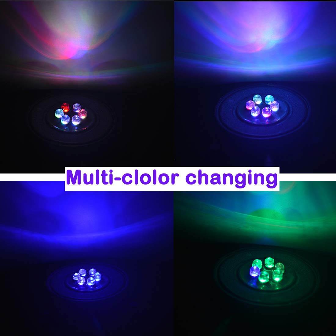 Led Aquarium Air Stones Fish Tank Bubbler Light Air Stone Diffuser Decor Lamp With Sucker Colorful Backgound Lighting (2.2Inch Light Disk(No Remote))