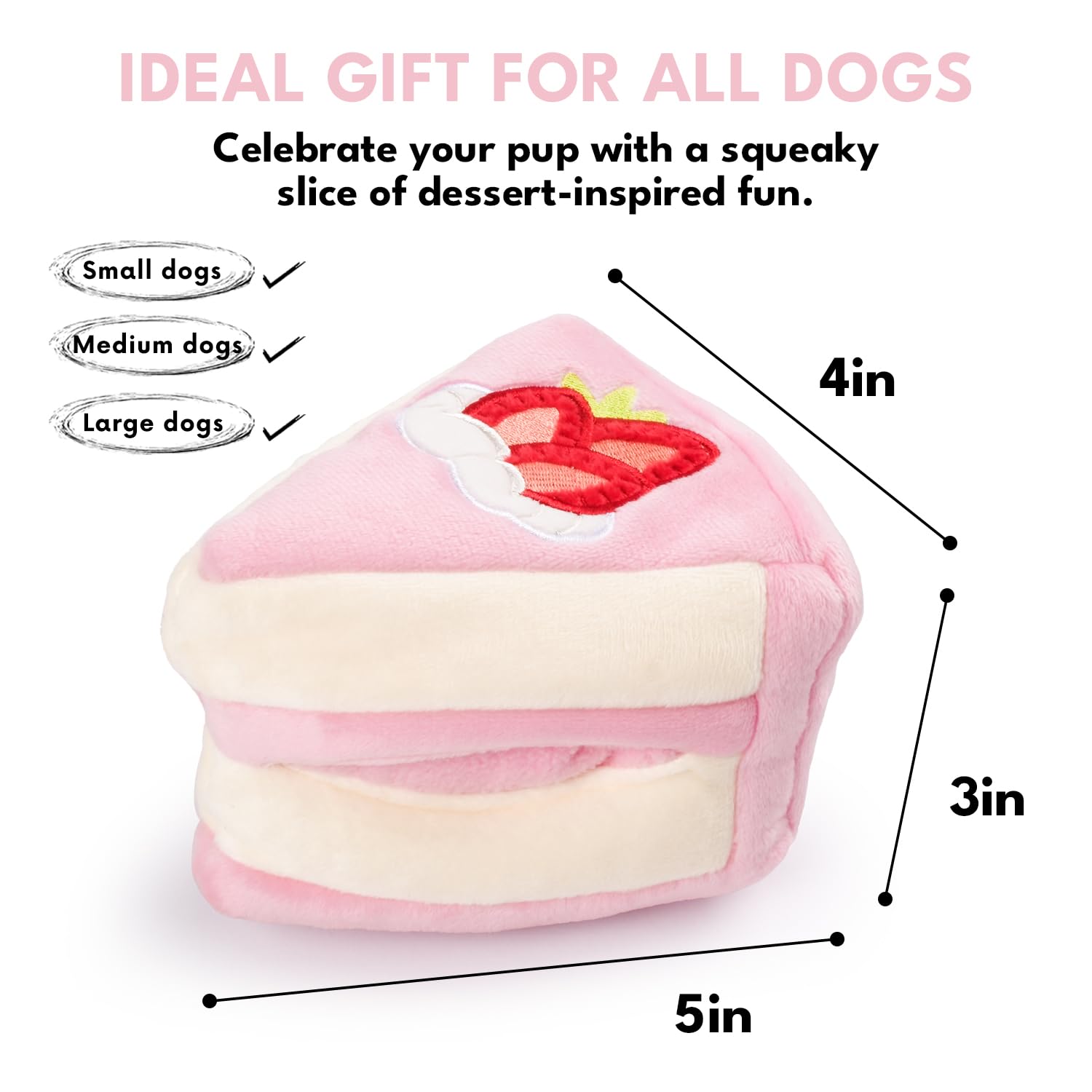 CHEWFFON Dog Birthday Enrichment Toys, Interactive Puppy Puzzle Toy, Crinkle Squeaky Puppy Toy for Boredom, Strawberry Cake Snuf