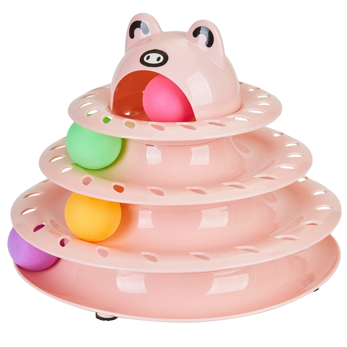Gefryco Cat Toys Roller Track For Indoor Cats, Turntable 4-Tier Cat Tower Toy With Colorful Chase Balls, Multi-Level Fun Interac