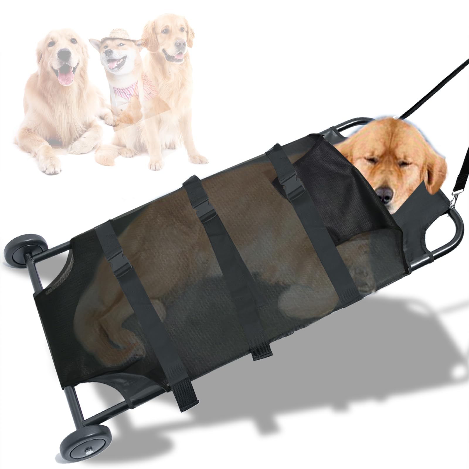 Bridiof 250Lbs Dog Stretcher For Large Dogs, 48X26 Inch Dog Trolley With Noiseless Wheels, Dog Emergency Carrier Gurney, Veterin
