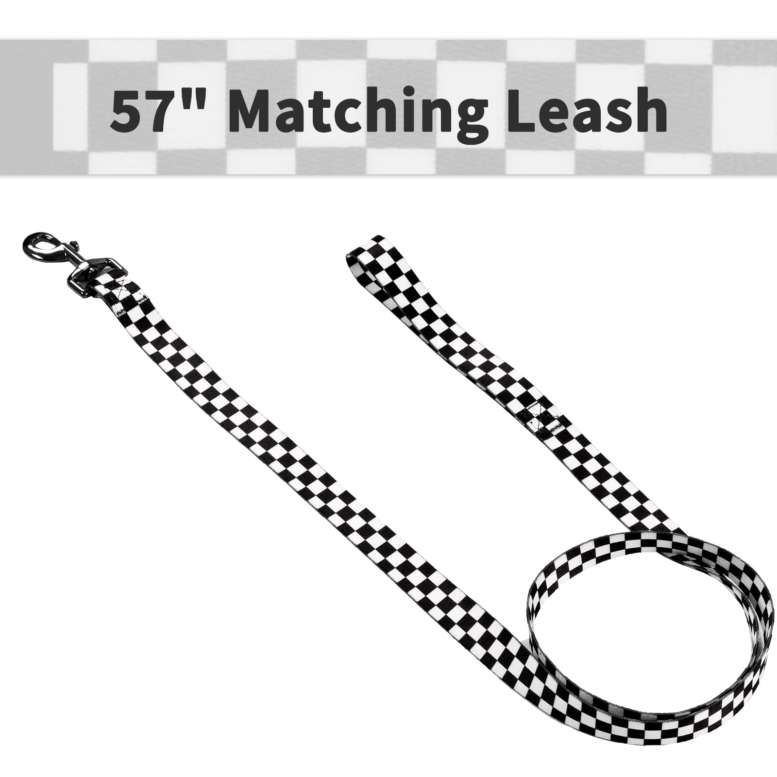 Ihoming Puppy Collar And Leash Set For Daily Outdoor Walking Running Training, Chess Board Design For Extra Small Boys Girls Dogs Cats Pets, Xs-Up To 10Lbs