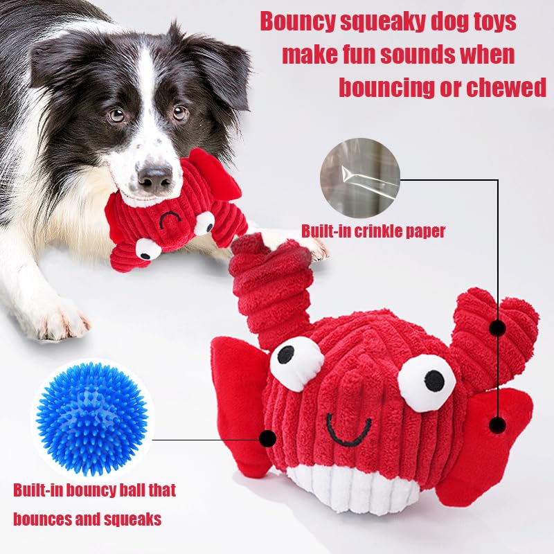 Zrbtk Squeak Dog Toys For Aggressive Chewers, Interactive Dog Toy Ball With Crinkle Paper, No Stuffing, Perfect For Medium Dogs,
