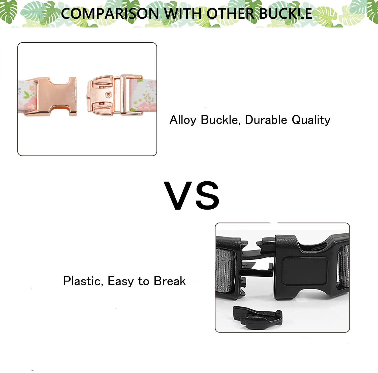 Metal Buckle Dog Collar, Durable Adjustable Dog Collar Soft For Small Medium Large Dogs(Pink Flowers, S(10-14In)