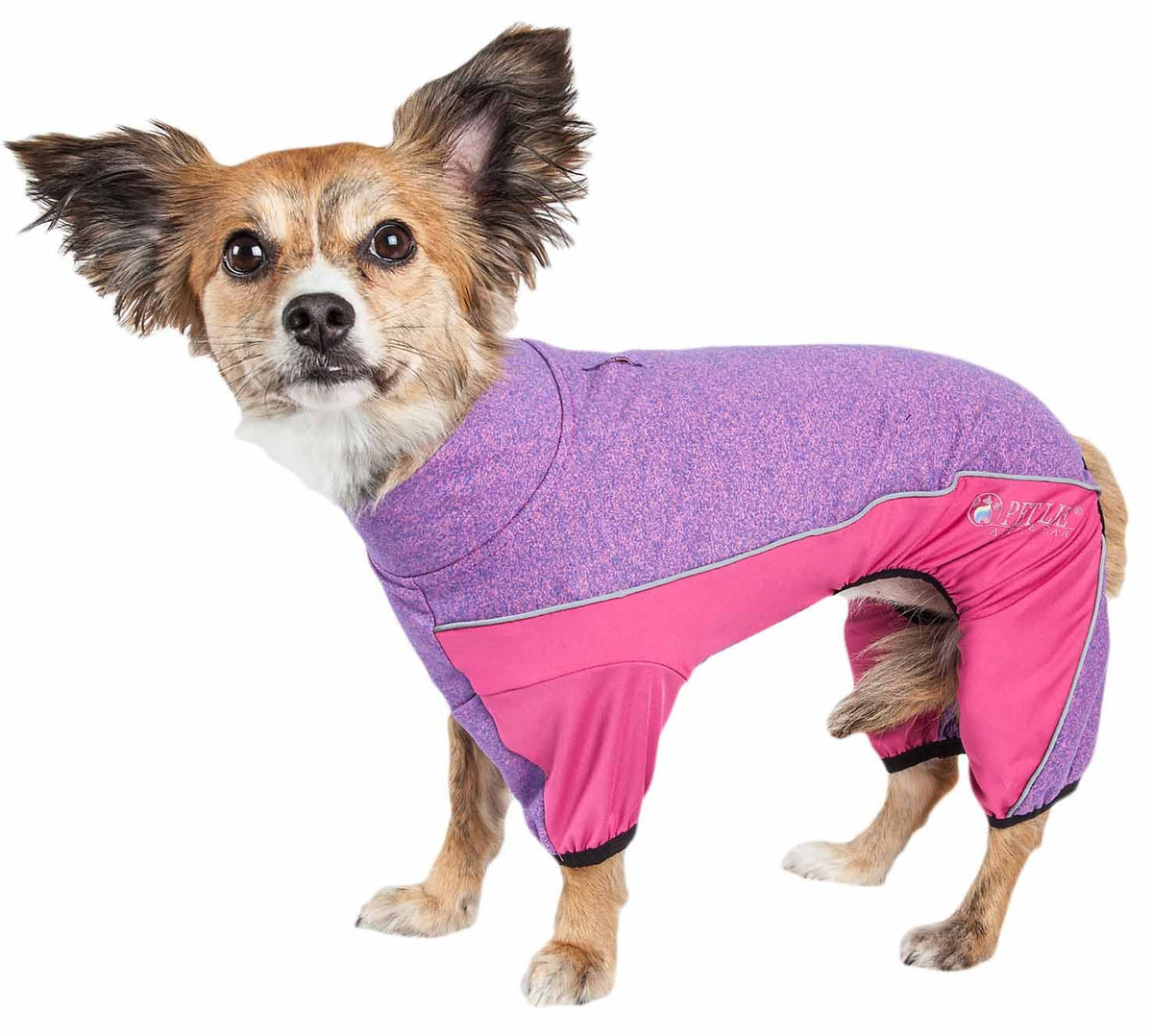 Pet Life ® Active 'Chase Pacer' Mediumweight Breathable Full Body Dog Tracksuit - Performance Fitness and Yoga Dog Clothes Featuring 4-Way-Stretch and Quick-Dry Technology with Reflective Dog Collar