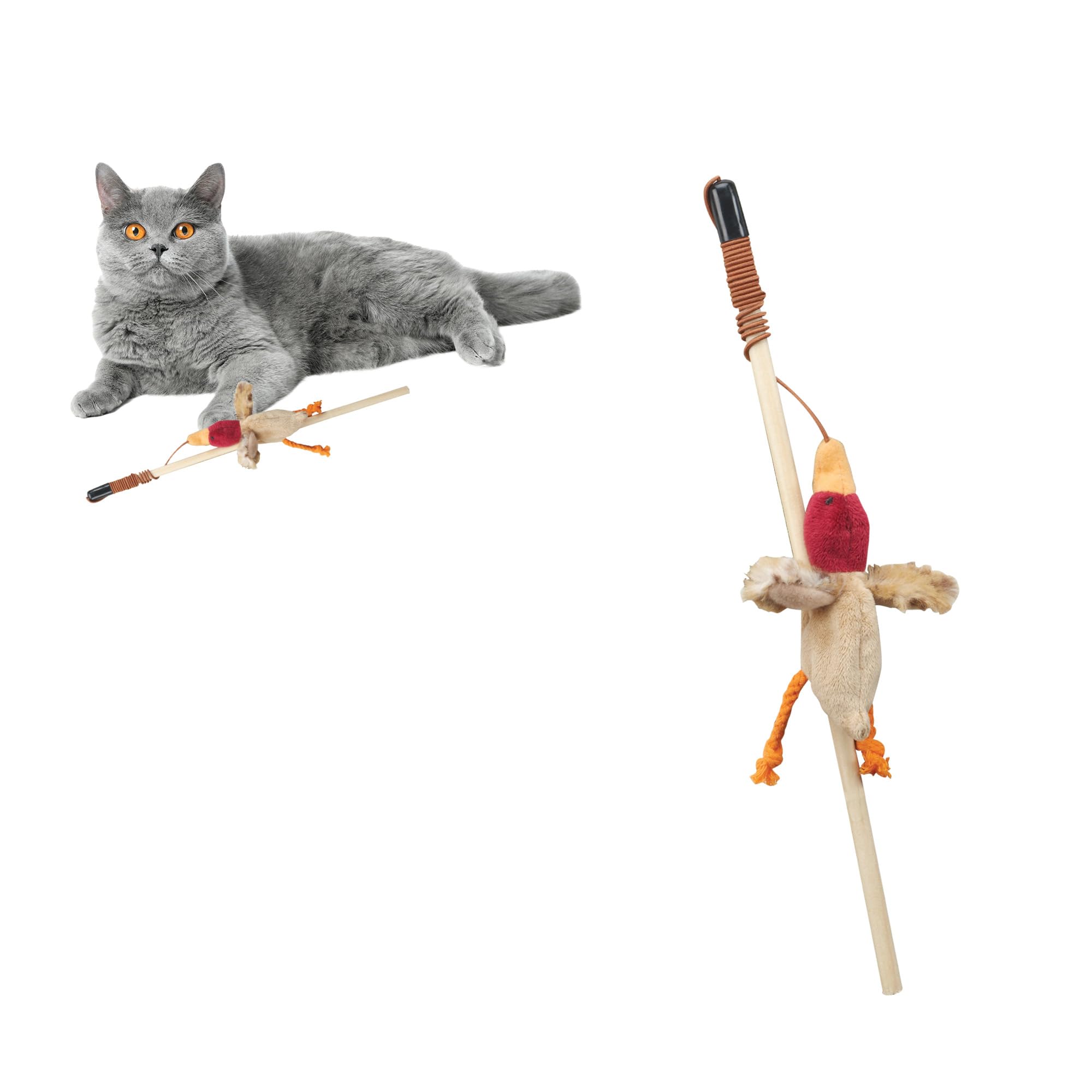 Ethical Skinneeez Forest Friends Wand Cat Toy For All Breed Sizes