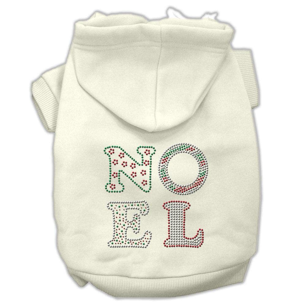 Christmas Pet, Dog & Cat Hoodie Rhinestone, 'Noel' Cream Xl (14-20 Lbs.)