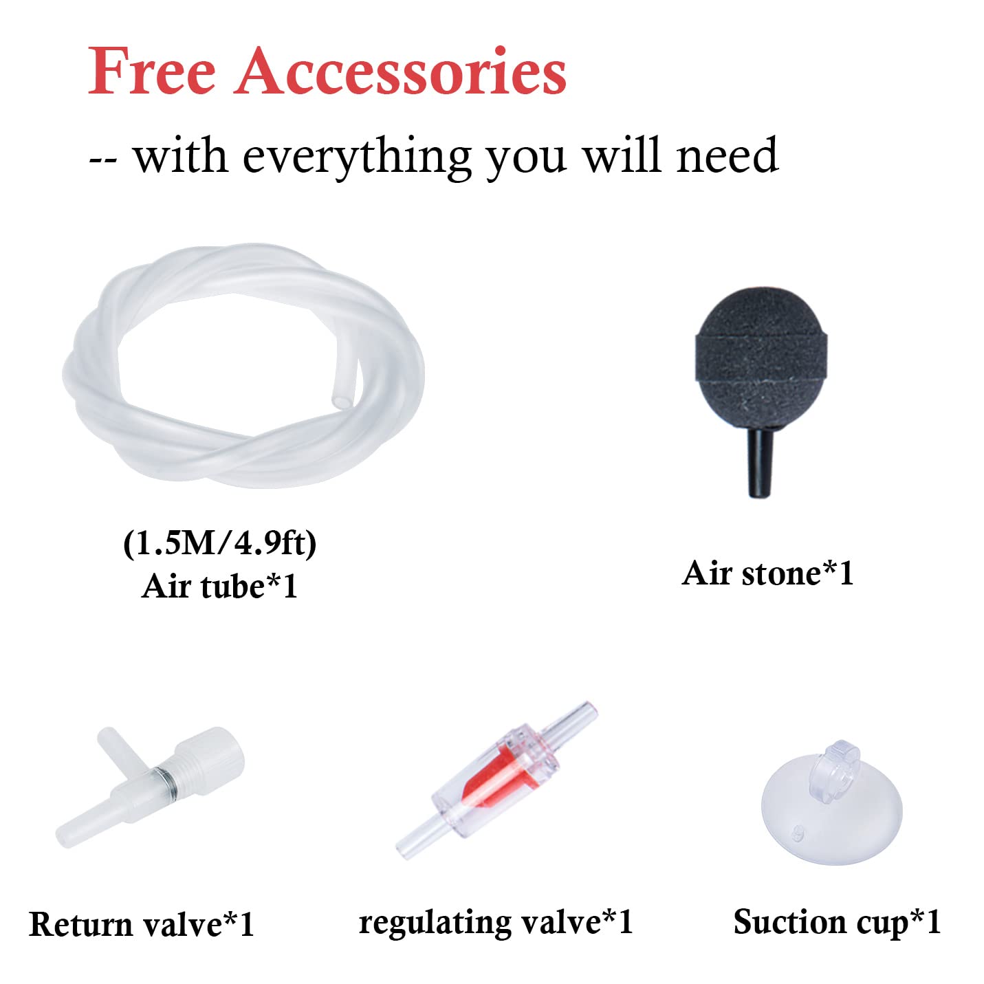 HITOP Single Outlet Aquarium Air Pump, Fish Tank Aerator with Accessories, Quiet Oxygen Pump for Small Tank up to 15gallon (Sing