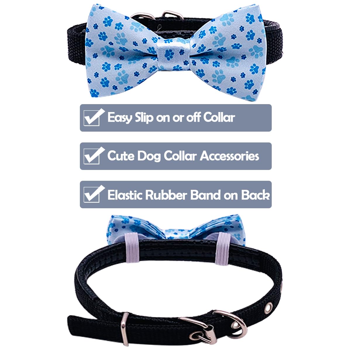 Pet Show 10Pcs Paw Pattern Small Dog Bow Ties For Medium Dogs Puppies Rabbit Cat Detachable Bowties With Elastic Bands Attach To