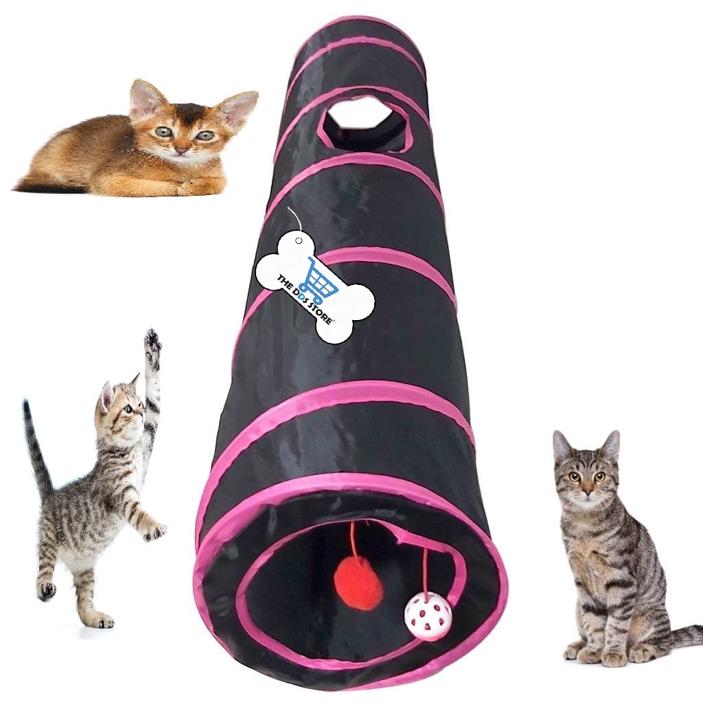 The Dds Store 2 Way Cat Tunnel, Collapsible Pet Toy Tunnel Ball Cat, Puppy, Kitty, Kitten, Rabbit 1 Piece (Color May Vary)