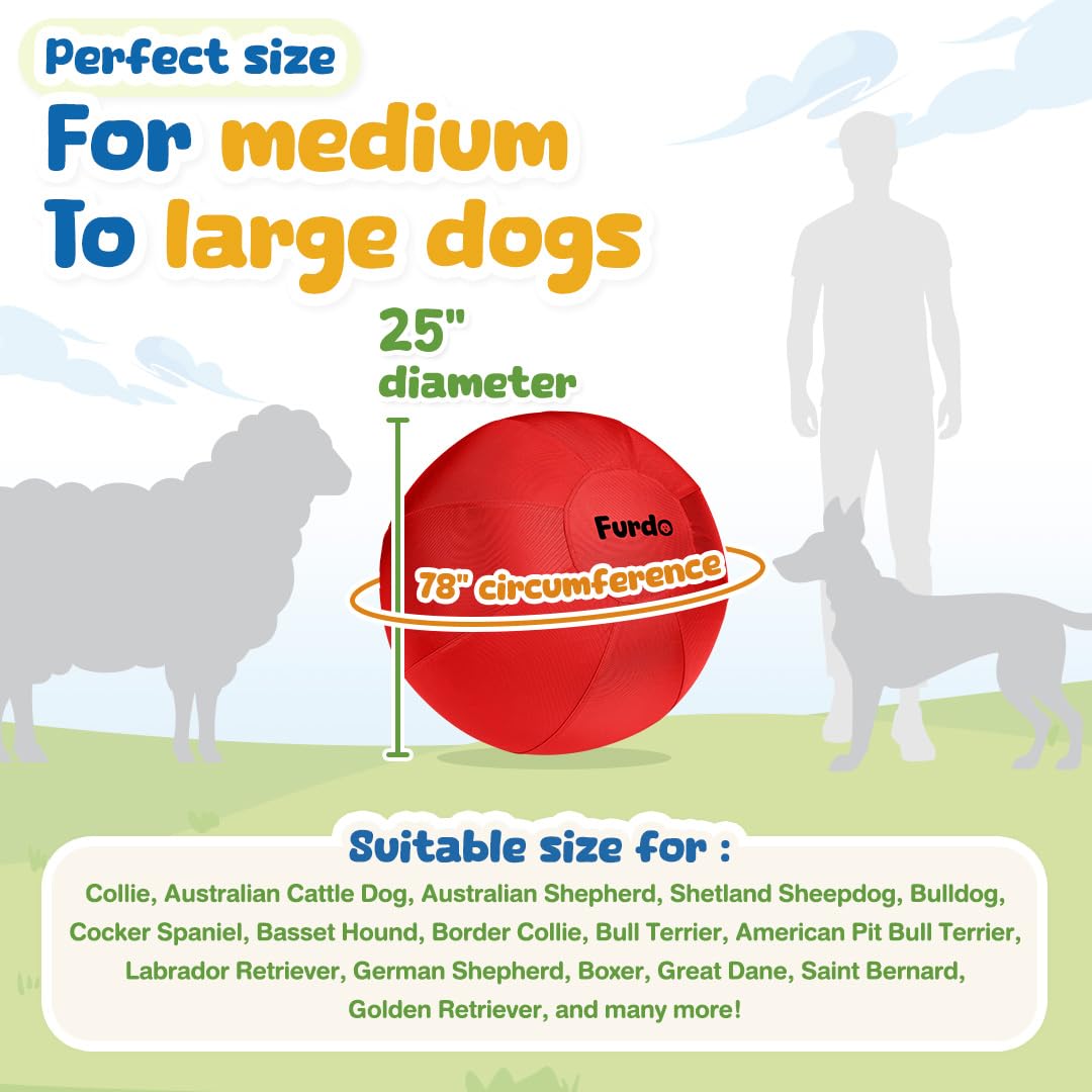 Furdo 25 Herding Ball for Dogs, for Australian Shepherd, for Cattle, for Border Collie, for Blue Heelers & Other Medium to Large