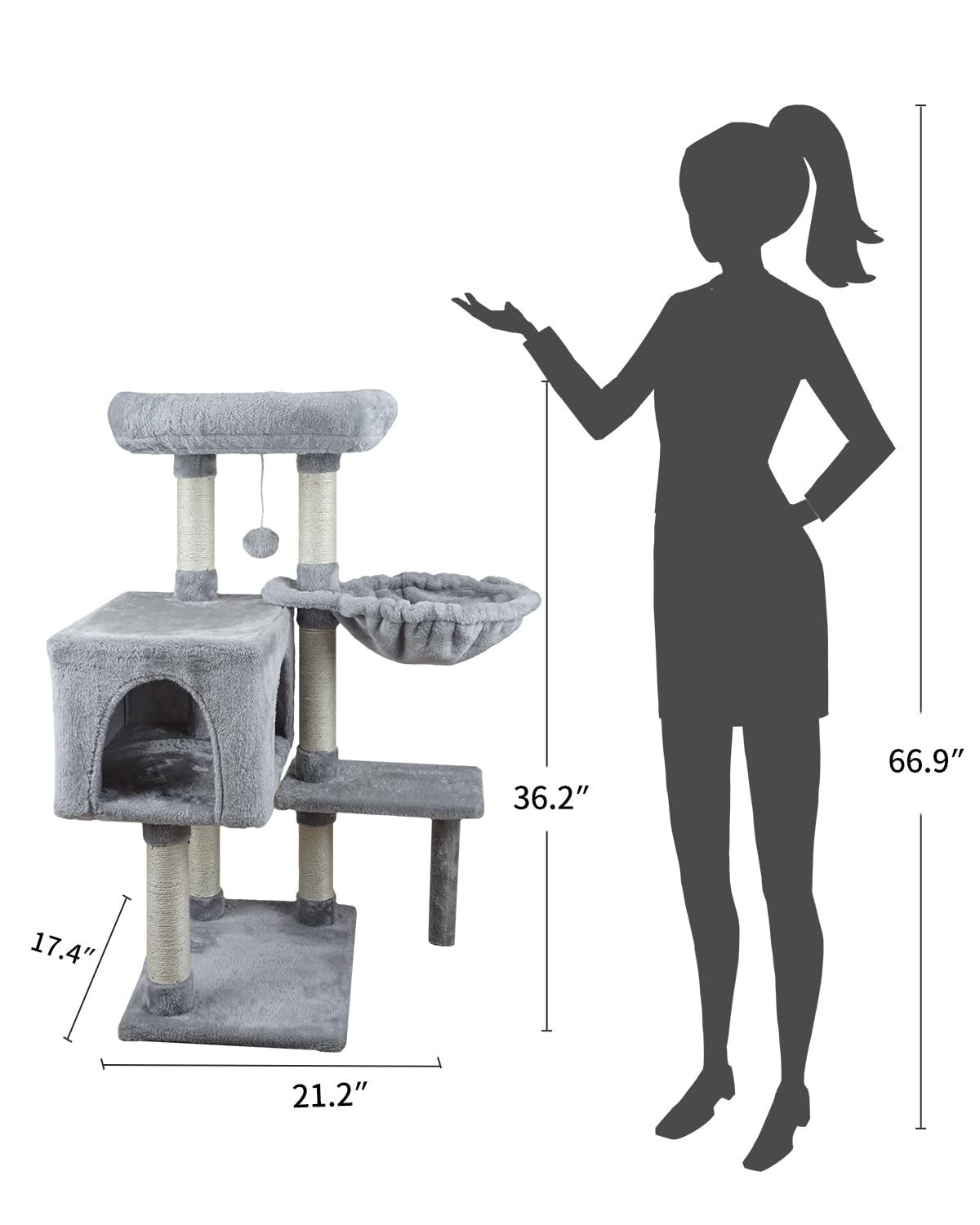 Kiyumi Cat Tree Multi-Level Pet Activity Center Cat Tower Condo With Sisal Scratching Post For Indoor Cats Cat Tree Cat Furnitur