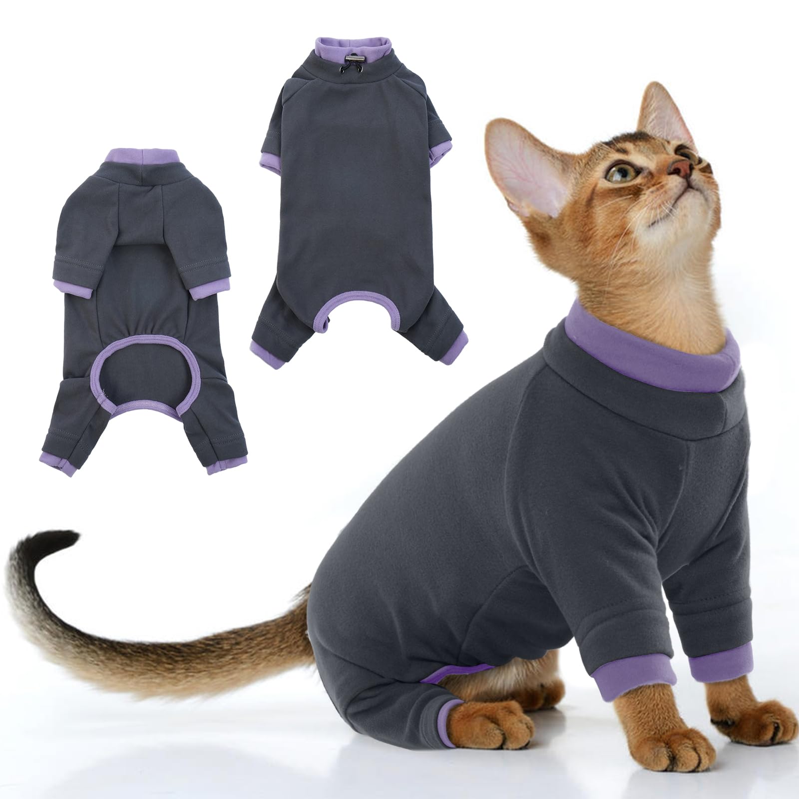 Pumyporeity Sticky Cat Clothes - Soft Cat Sweater For Hair Loss Prevention, Recovery Suit After Surgery, Black, Xs