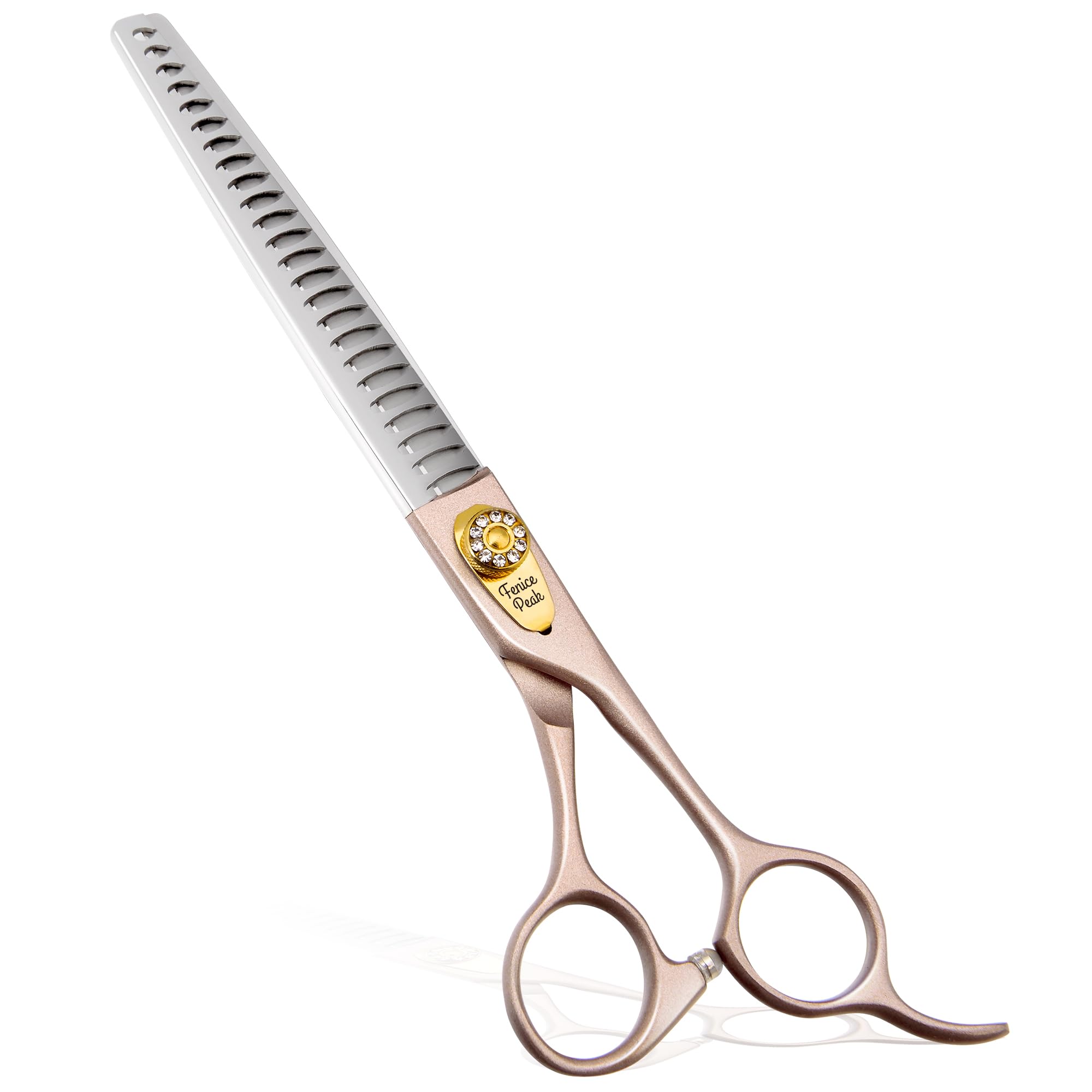Fenice Peak Thinning Shears For Dogs And Cats Rose Gold Pet Grooming Scissors Chunkers Shears 440C Stainless Steel Professional 