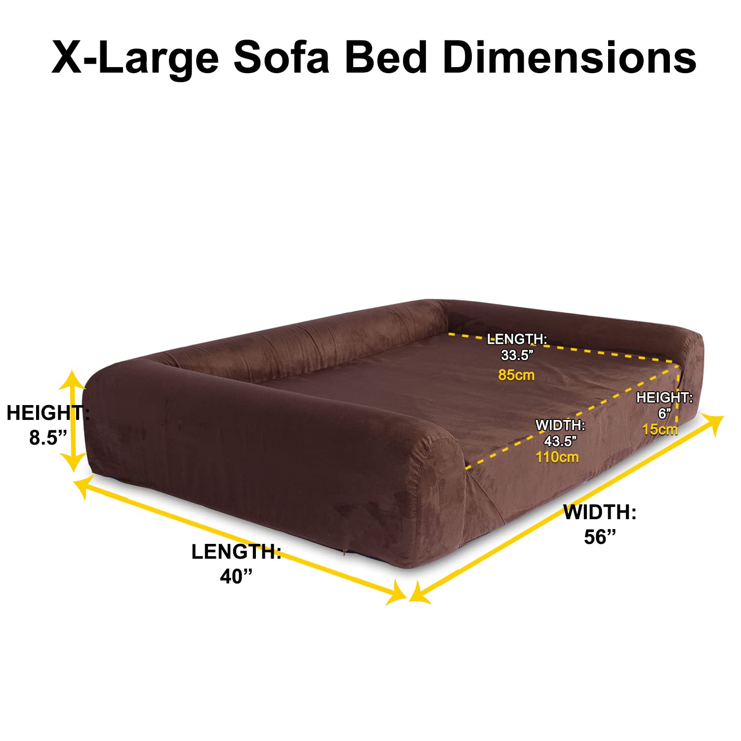 Kopeks - Replacement Cover (Only) For - Deluxe Orthopedic Memory Foam Sofa Lounge Dog Bed - Xl - Brown