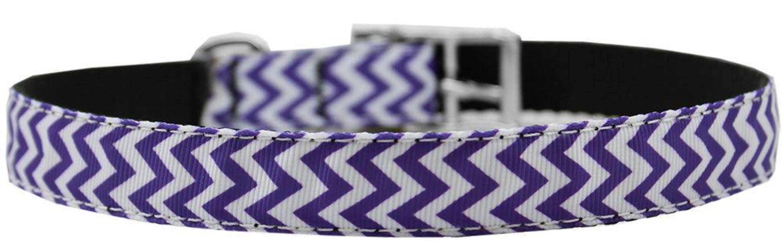 Mirage Pet Products Chevrons Nylon Dog Collar with Classic Buckle, Size 18, Purple