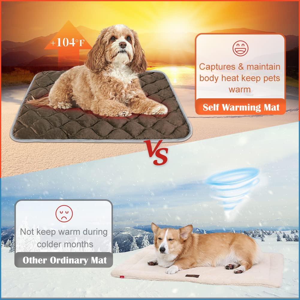 Uligota Self Heating Cat Mat Thermal Pet Bed Mat Self-Warming Pet Crate Pad Medium