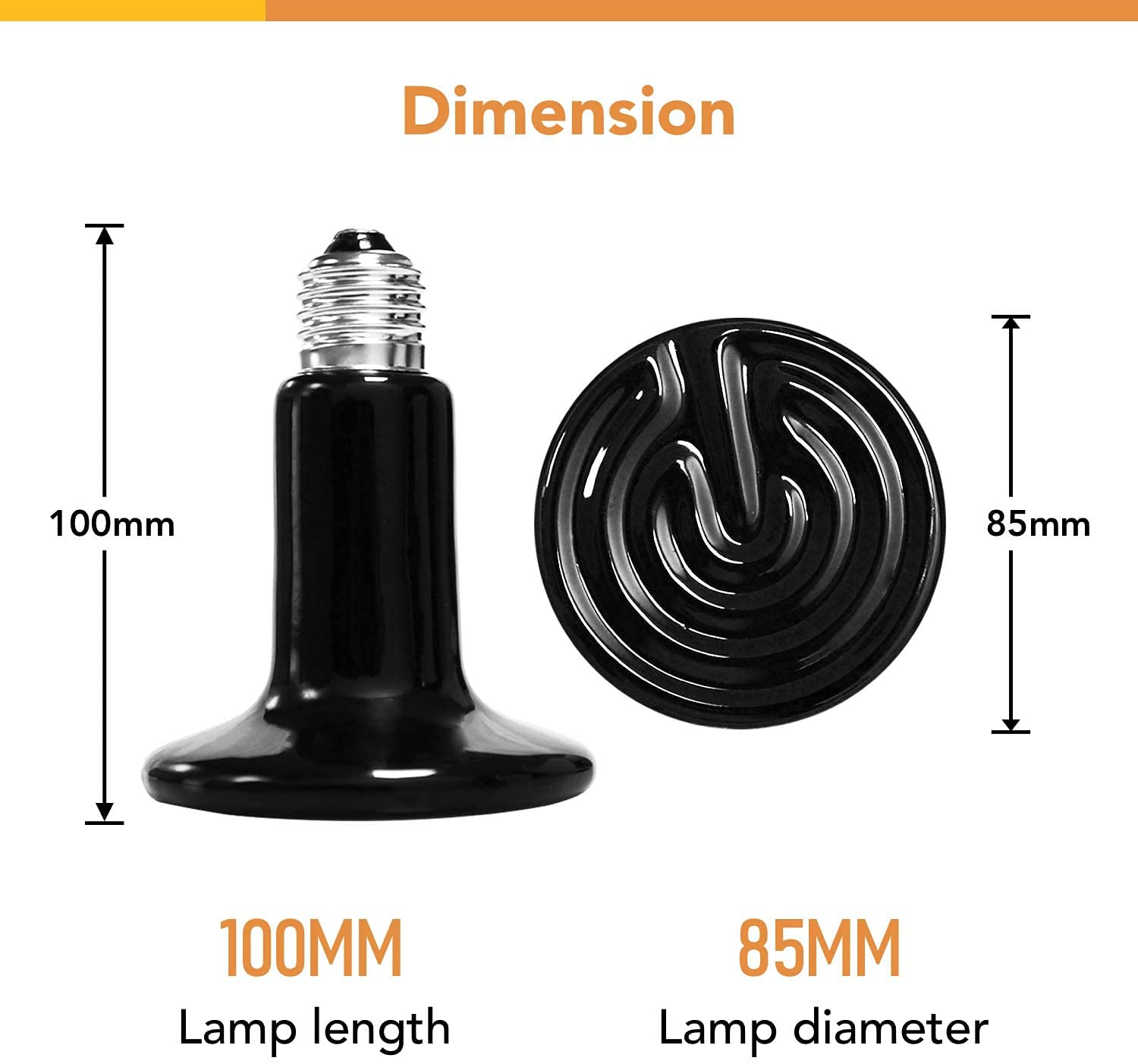 Simple Deluxe 150W Reptile Ceramic Heat Bulb With 8.5 Inch Clamp Lamp And Digital Thermostat Controller Combo Set For Incubating Chicken & Amphibian Pet, 2 Pack