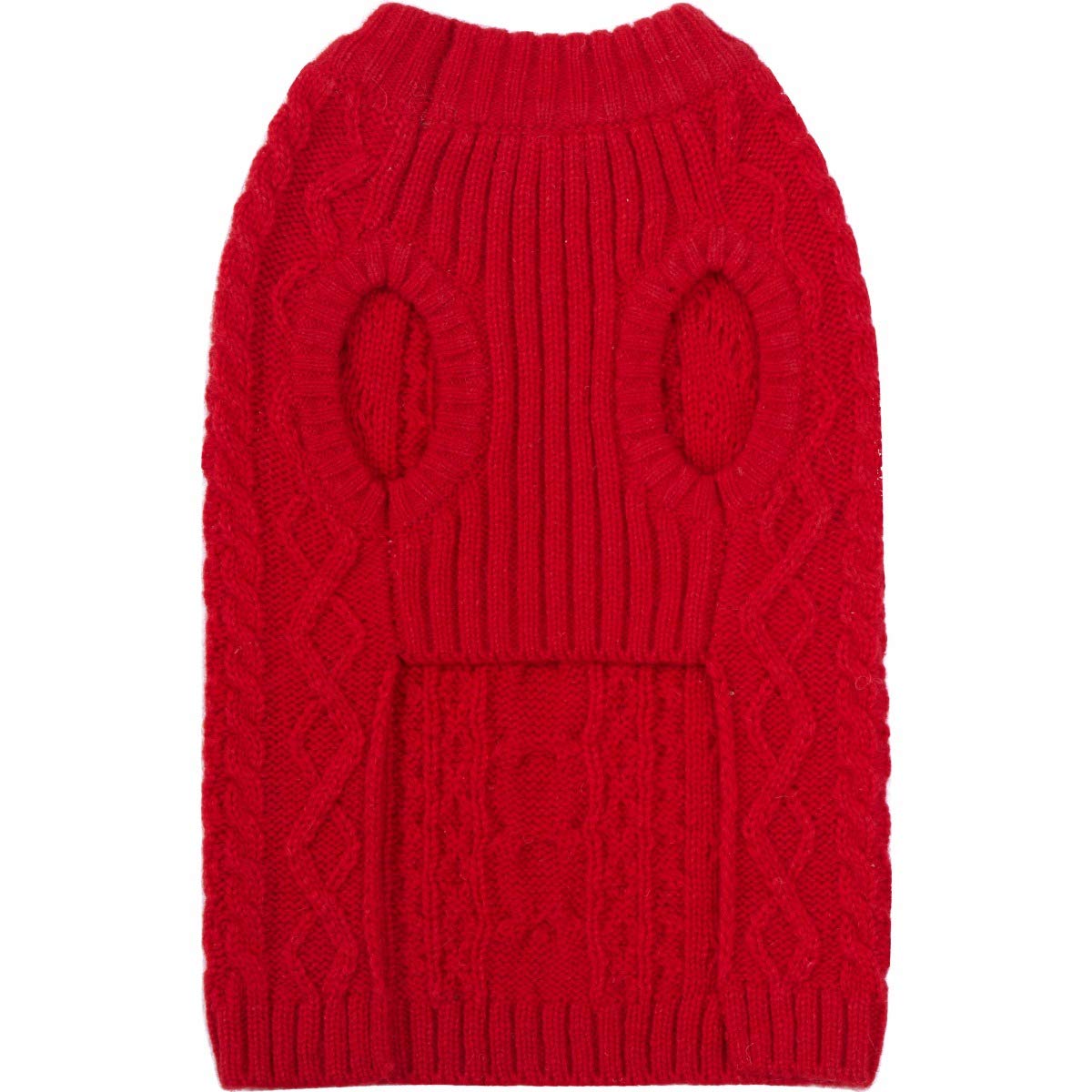 Blueberry Pet Classic Dog Sweater Wool Blend Cable Knit Pullover Crewneck Winter Clothes In Red Danger, Back Length 22'', Large